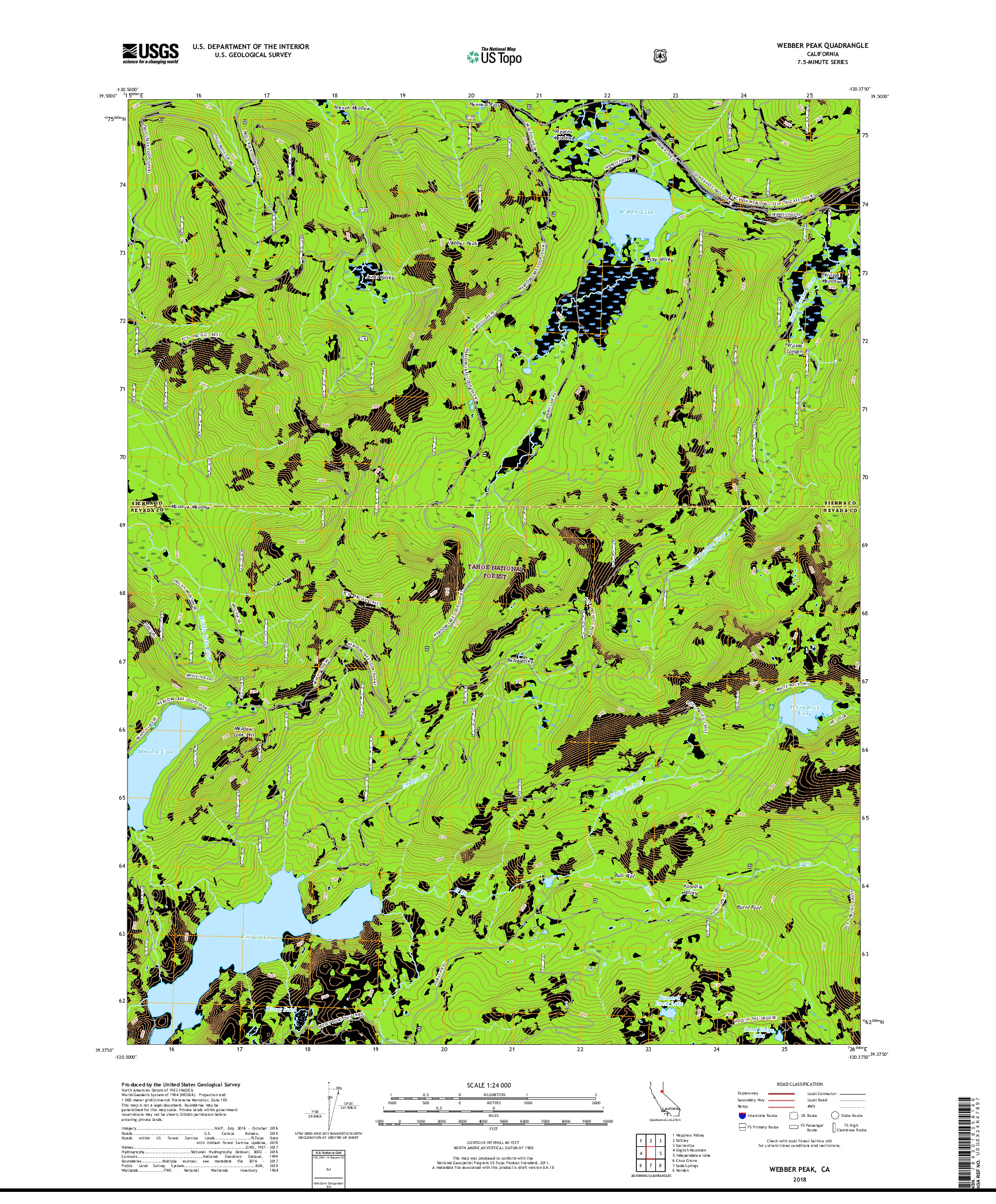 USGS US TOPO 7.5-MINUTE MAP FOR WEBBER PEAK, CA 2018