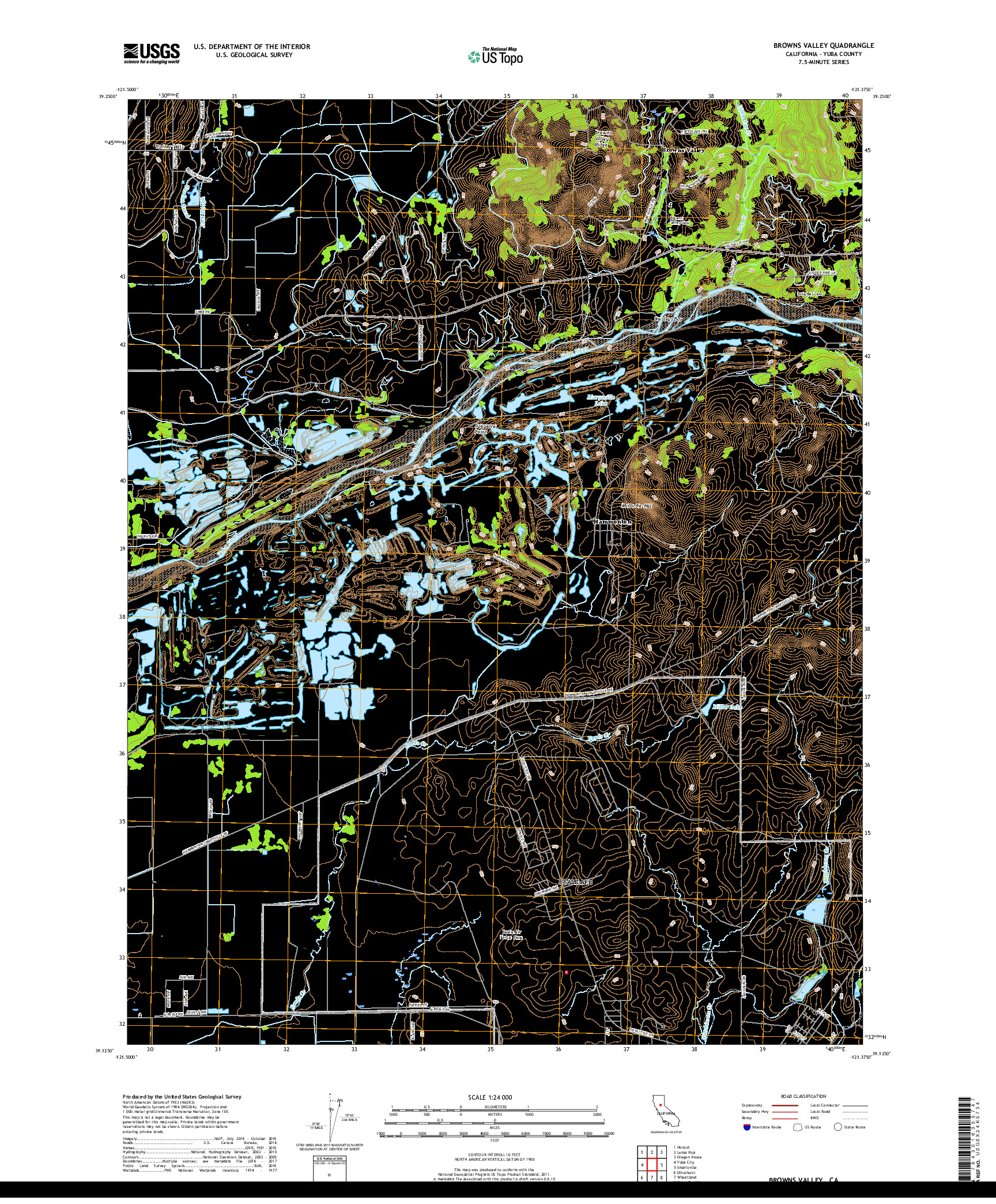 USGS US TOPO 7.5-MINUTE MAP FOR BROWNS VALLEY, CA 2018