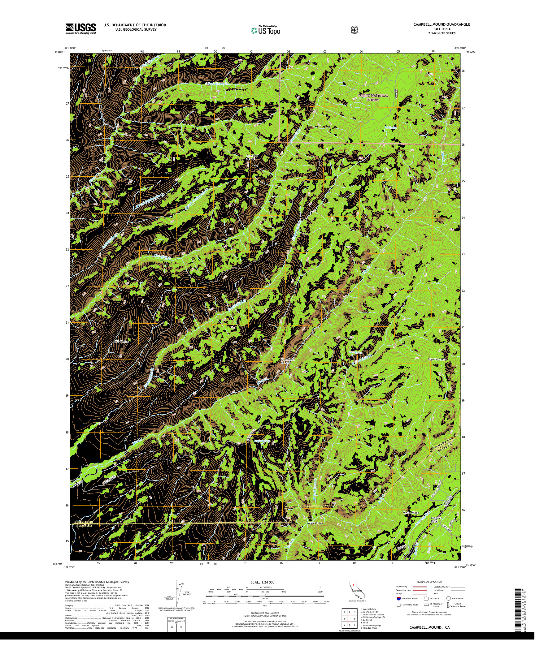 USGS US TOPO 7.5-MINUTE MAP FOR CAMPBELL MOUND, CA 2018