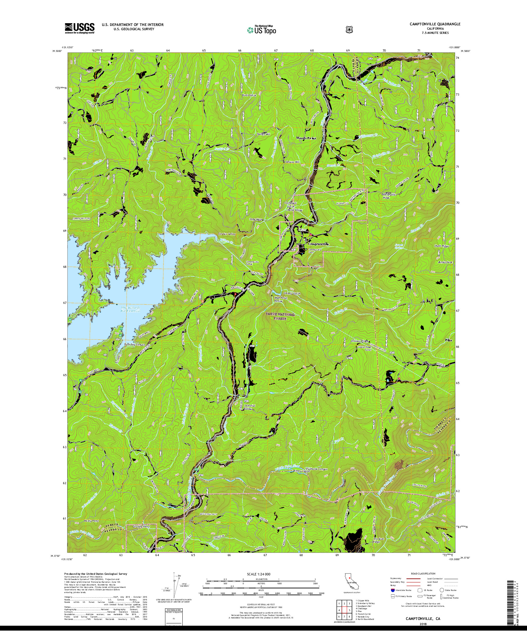 USGS US TOPO 7.5-MINUTE MAP FOR CAMPTONVILLE, CA 2018