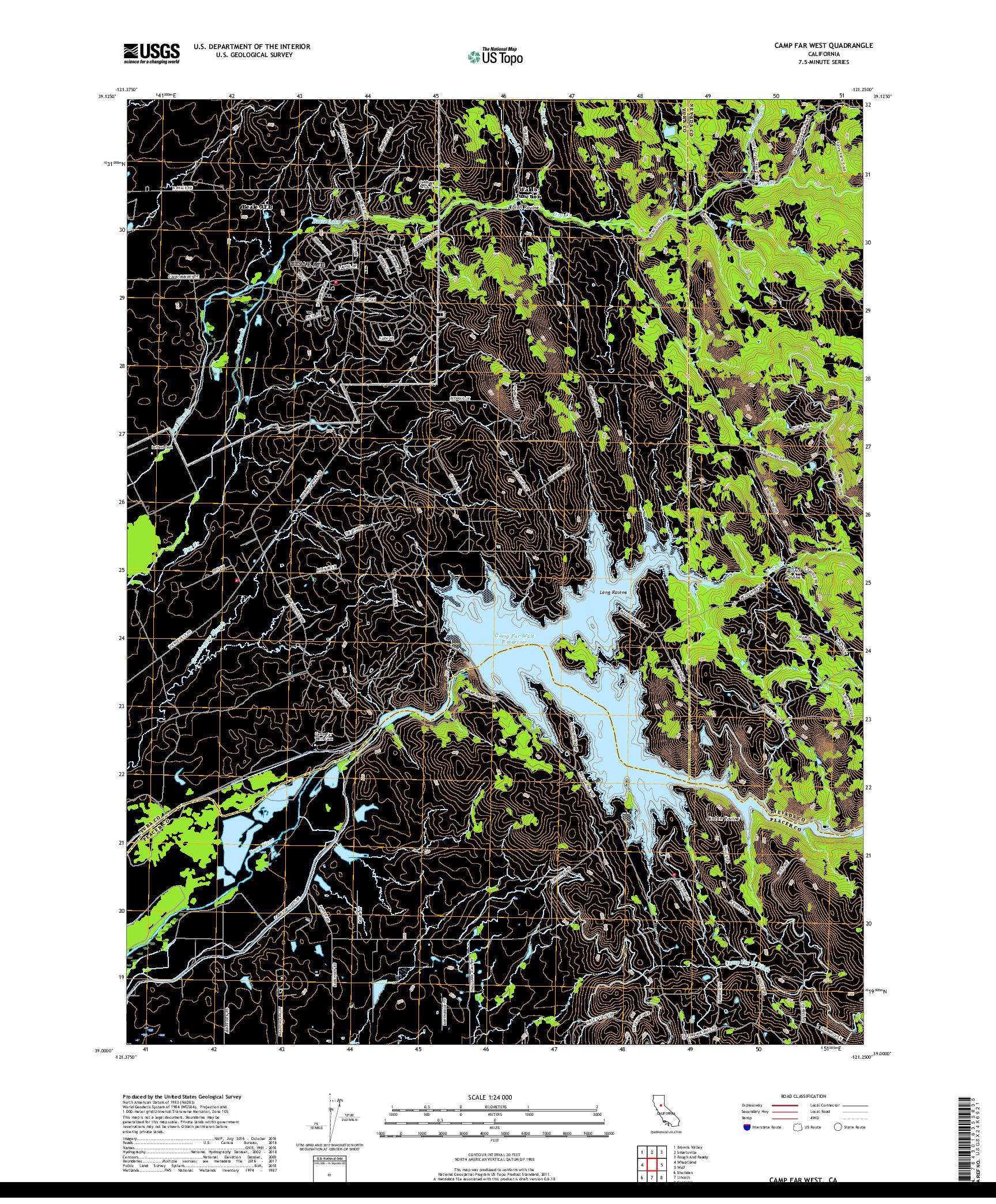 USGS US TOPO 7.5-MINUTE MAP FOR CAMP FAR WEST, CA 2018