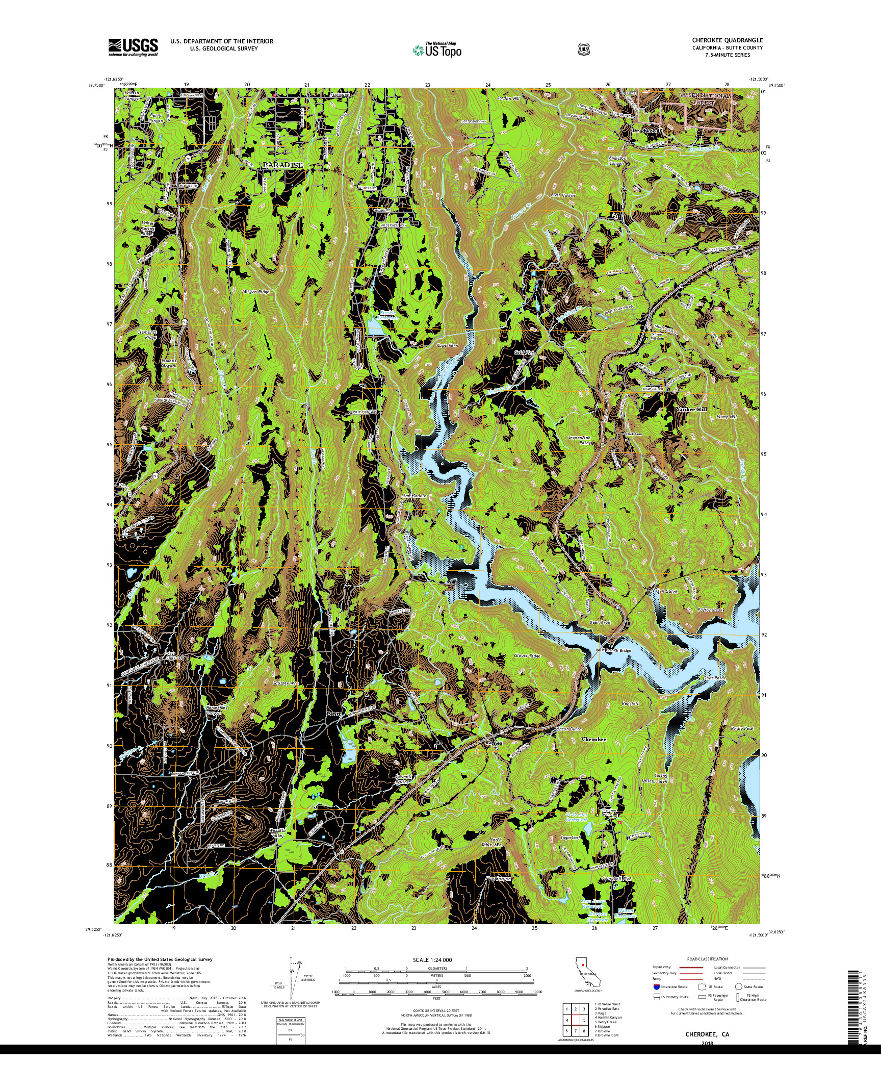 USGS US TOPO 7.5-MINUTE MAP FOR CHEROKEE, CA 2018