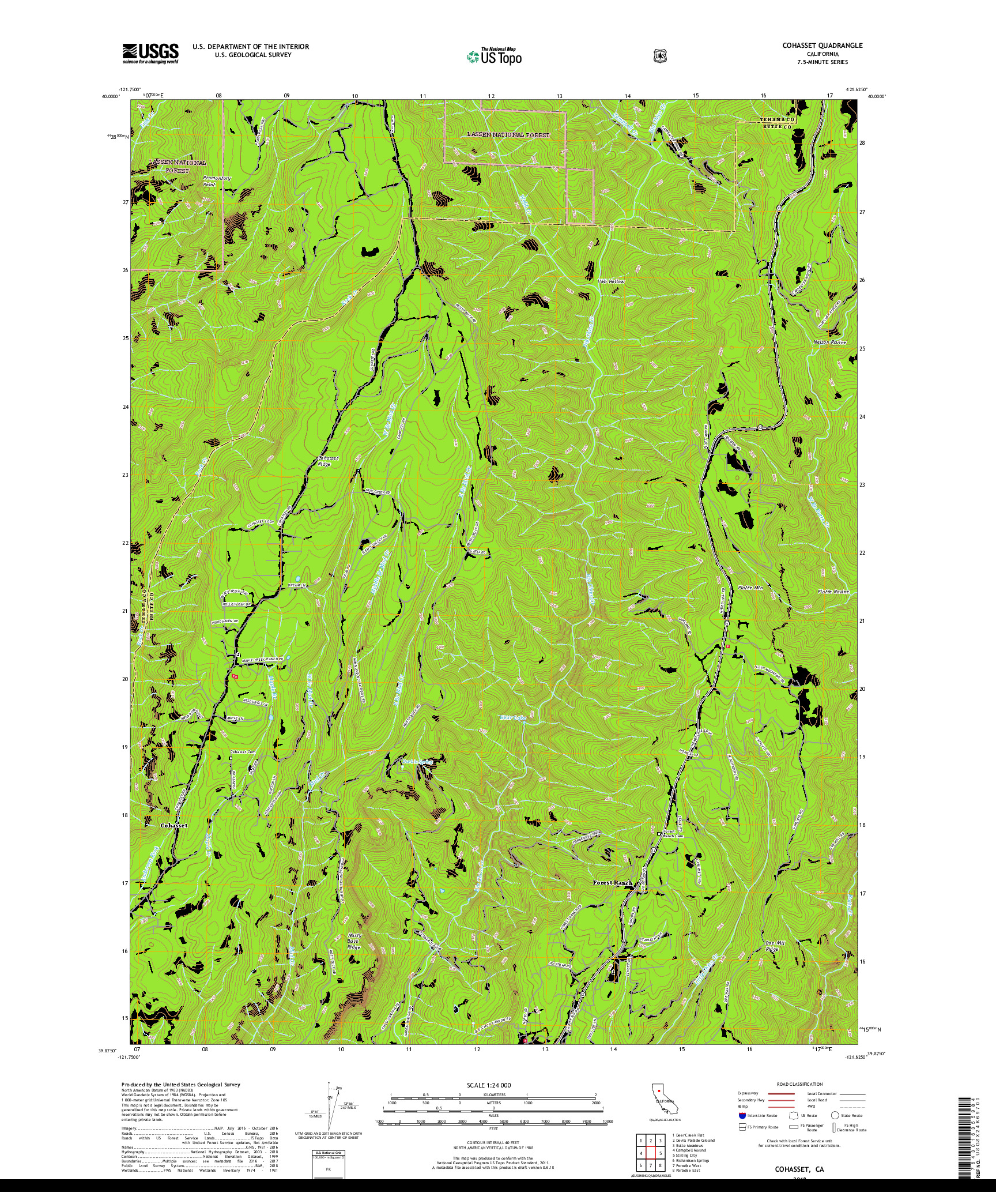 USGS US TOPO 7.5-MINUTE MAP FOR COHASSET, CA 2018