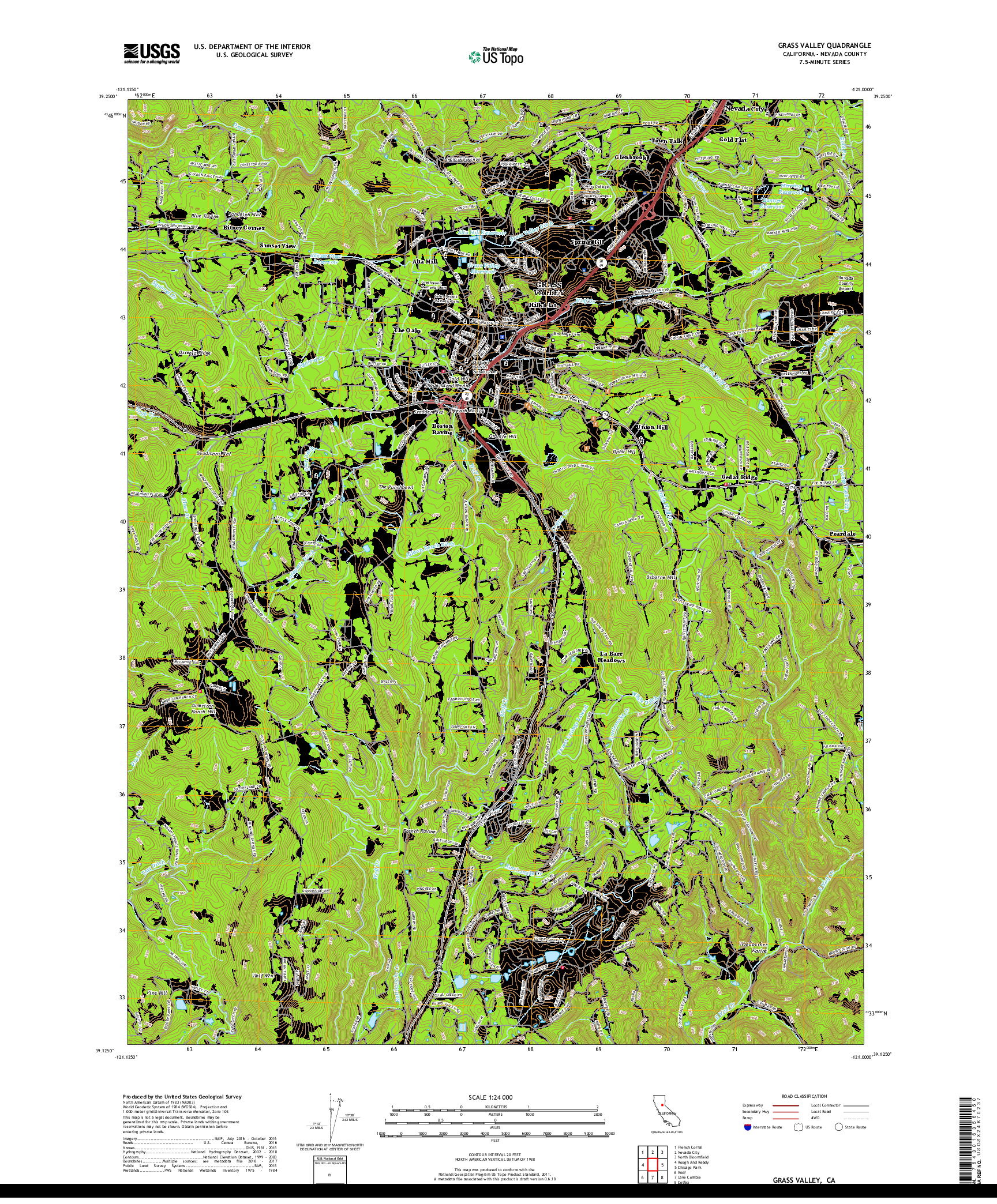 USGS US TOPO 7.5-MINUTE MAP FOR GRASS VALLEY, CA 2018