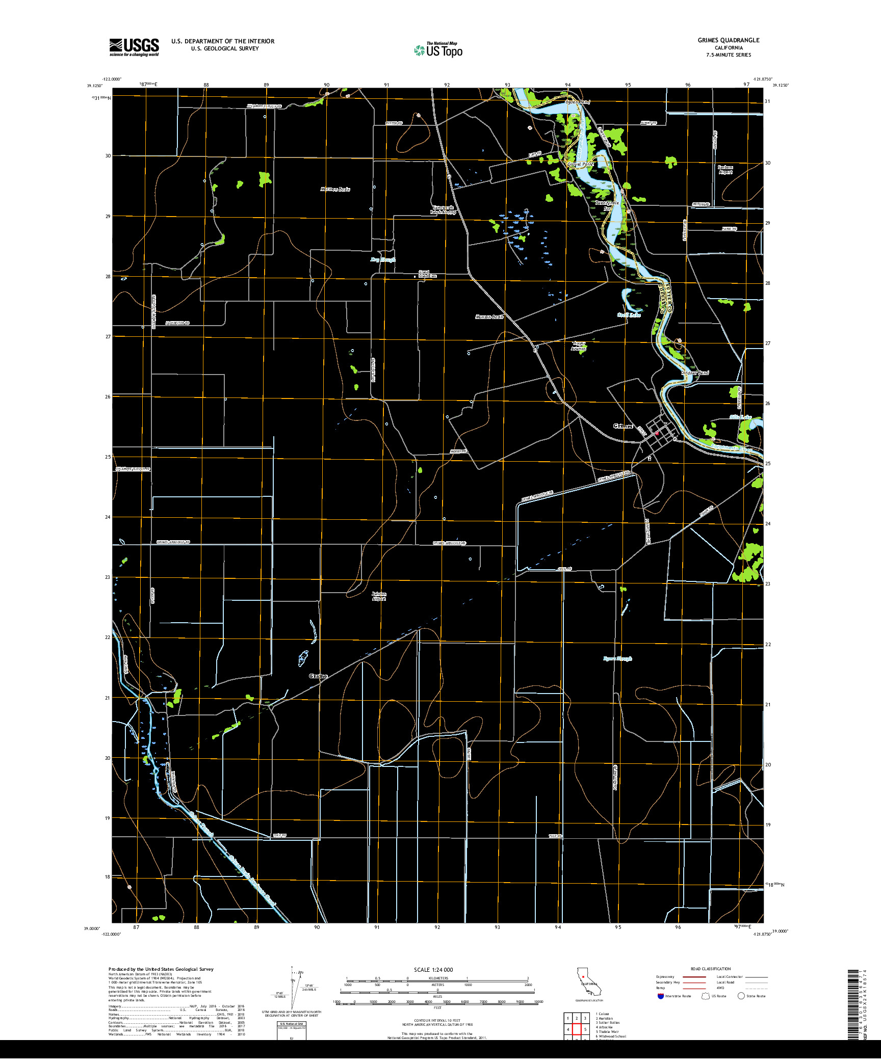 USGS US TOPO 7.5-MINUTE MAP FOR GRIMES, CA 2018