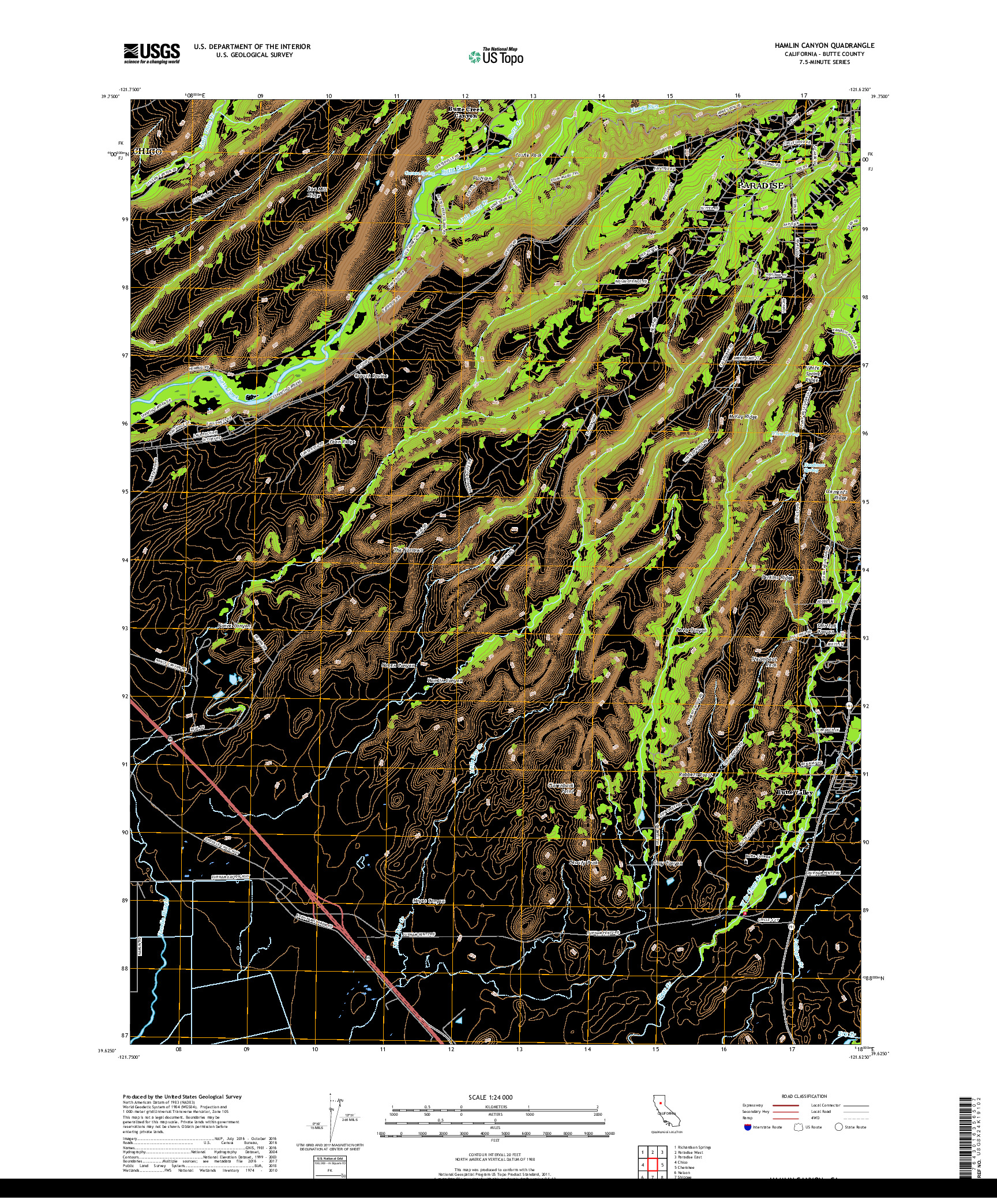 USGS US TOPO 7.5-MINUTE MAP FOR HAMLIN CANYON, CA 2018