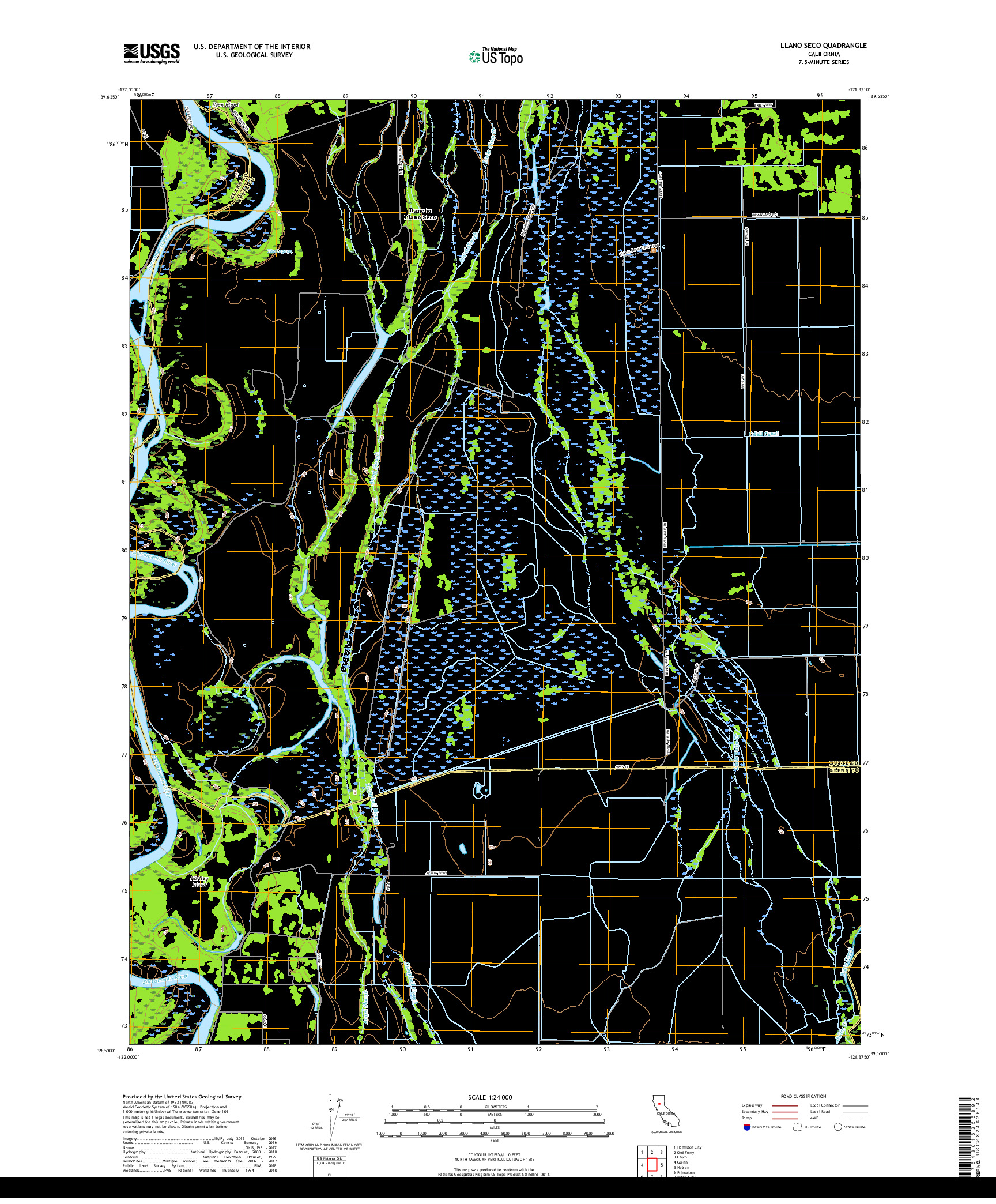 USGS US TOPO 7.5-MINUTE MAP FOR LLANO SECO, CA 2018