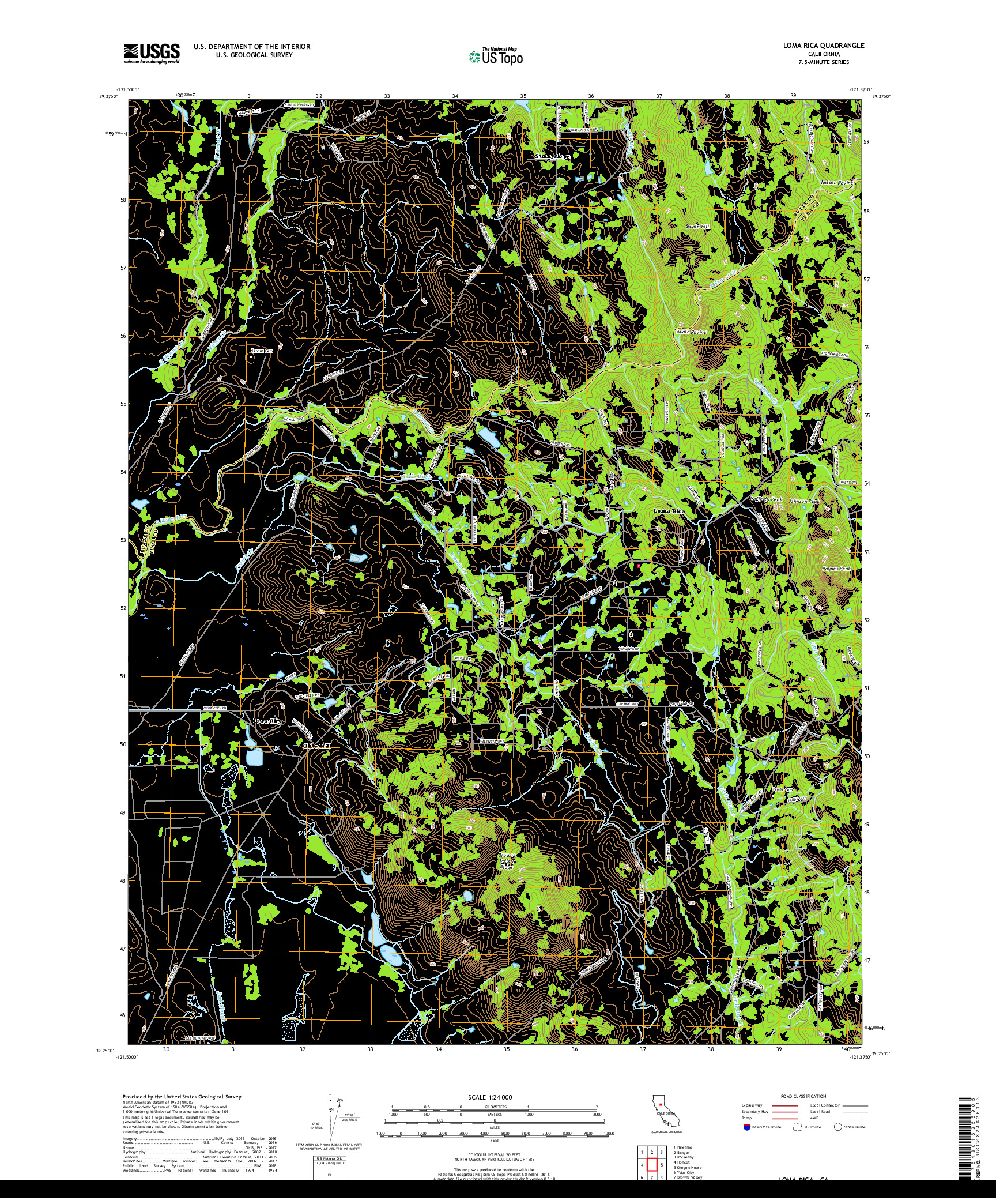 USGS US TOPO 7.5-MINUTE MAP FOR LOMA RICA, CA 2018