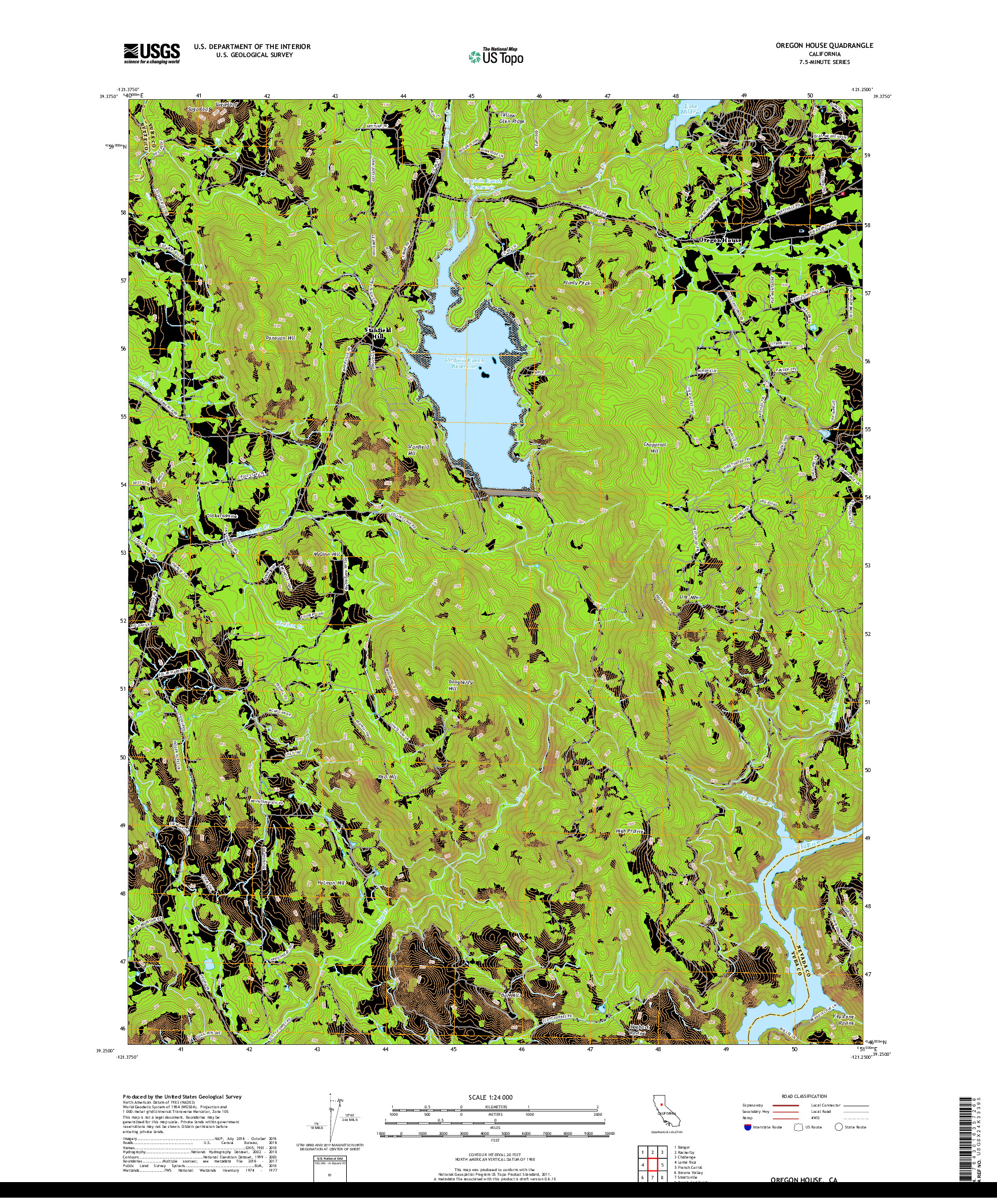 USGS US TOPO 7.5-MINUTE MAP FOR OREGON HOUSE, CA 2018