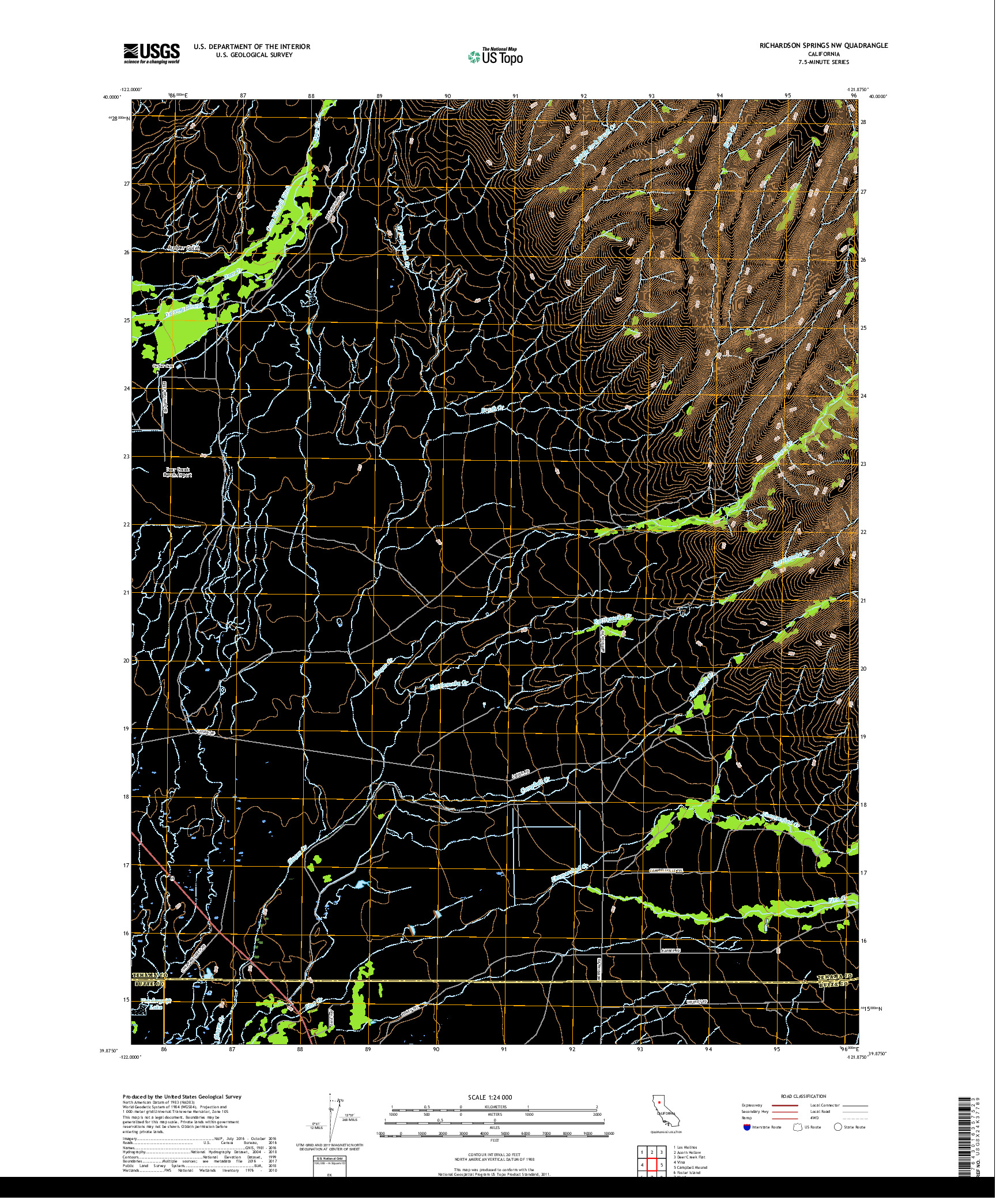 USGS US TOPO 7.5-MINUTE MAP FOR RICHARDSON SPRINGS NW, CA 2018