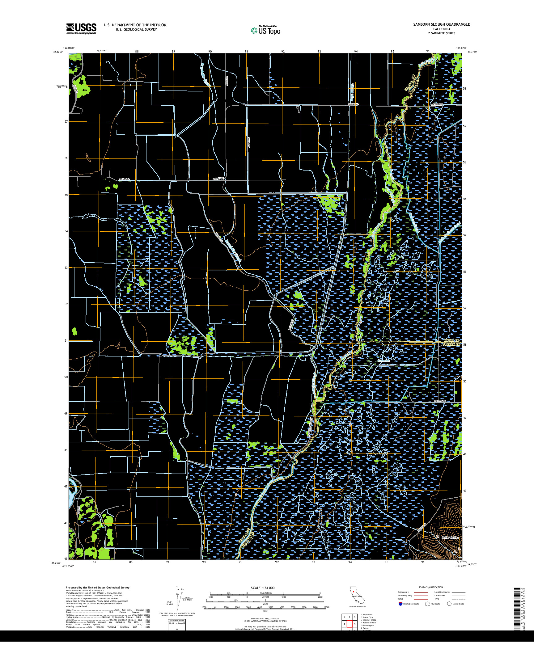 USGS US TOPO 7.5-MINUTE MAP FOR SANBORN SLOUGH, CA 2018