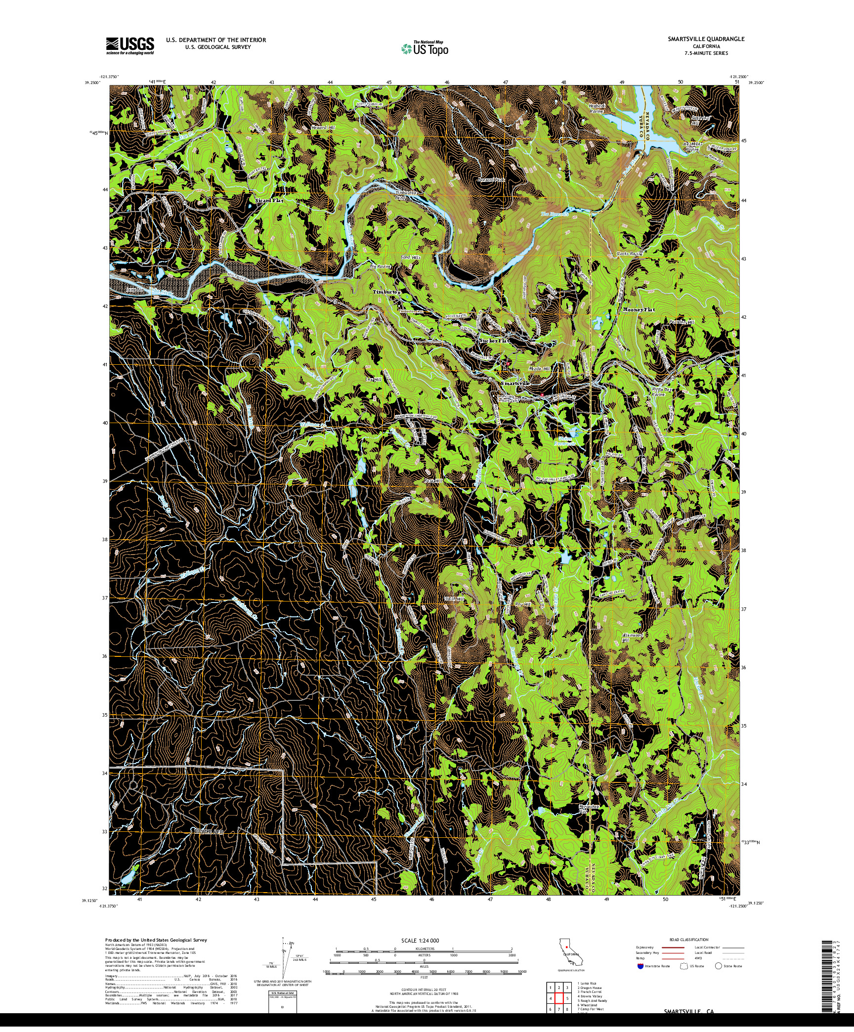 USGS US TOPO 7.5-MINUTE MAP FOR SMARTSVILLE, CA 2018