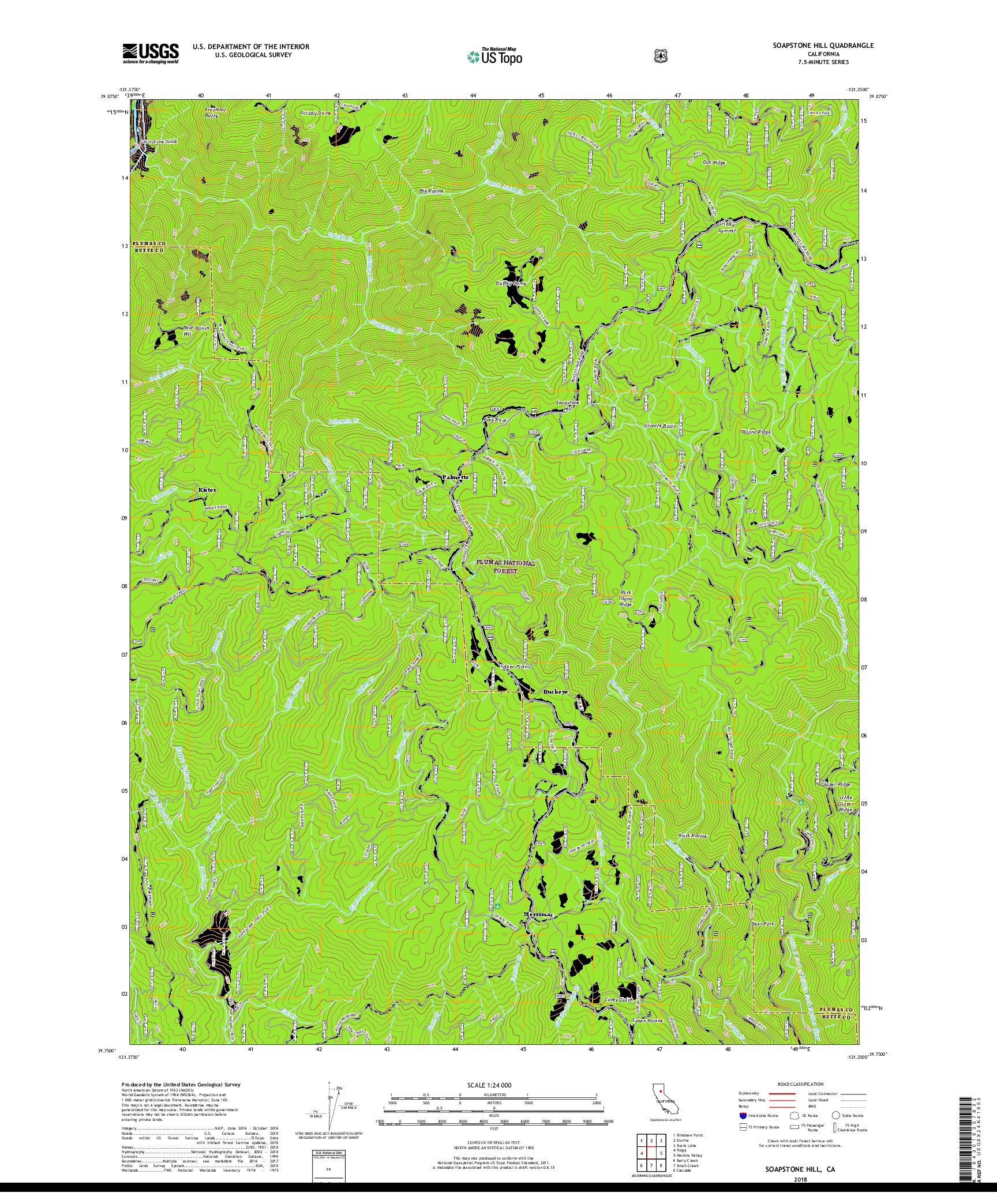 USGS US TOPO 7.5-MINUTE MAP FOR SOAPSTONE HILL, CA 2018