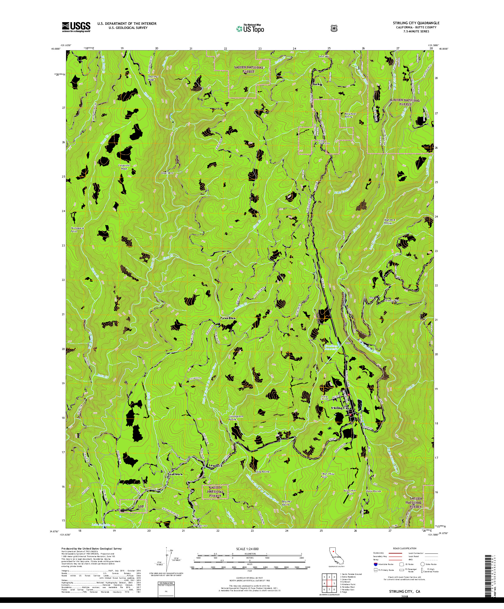 USGS US TOPO 7.5-MINUTE MAP FOR STIRLING CITY, CA 2018