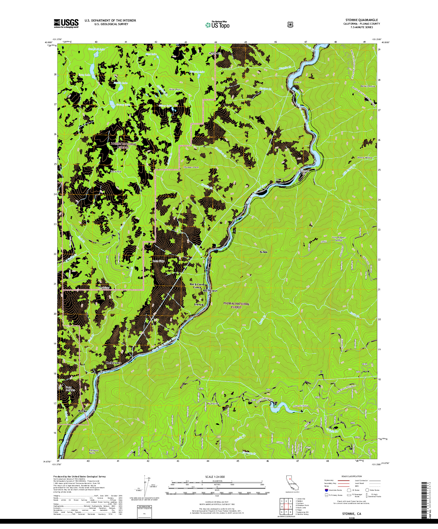 USGS US TOPO 7.5-MINUTE MAP FOR STORRIE, CA 2018