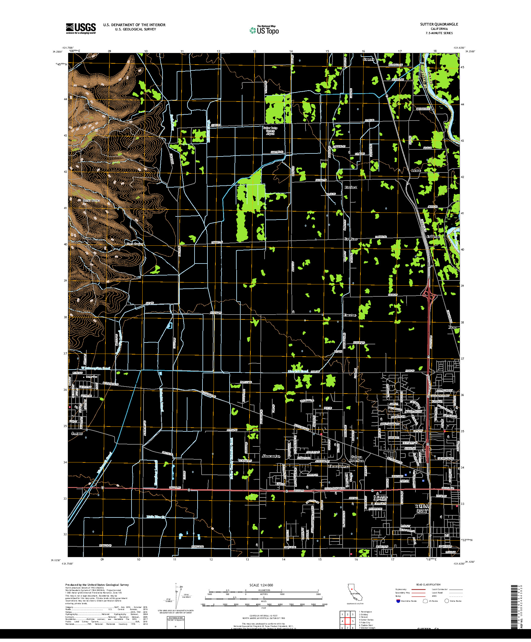 USGS US TOPO 7.5-MINUTE MAP FOR SUTTER, CA 2018