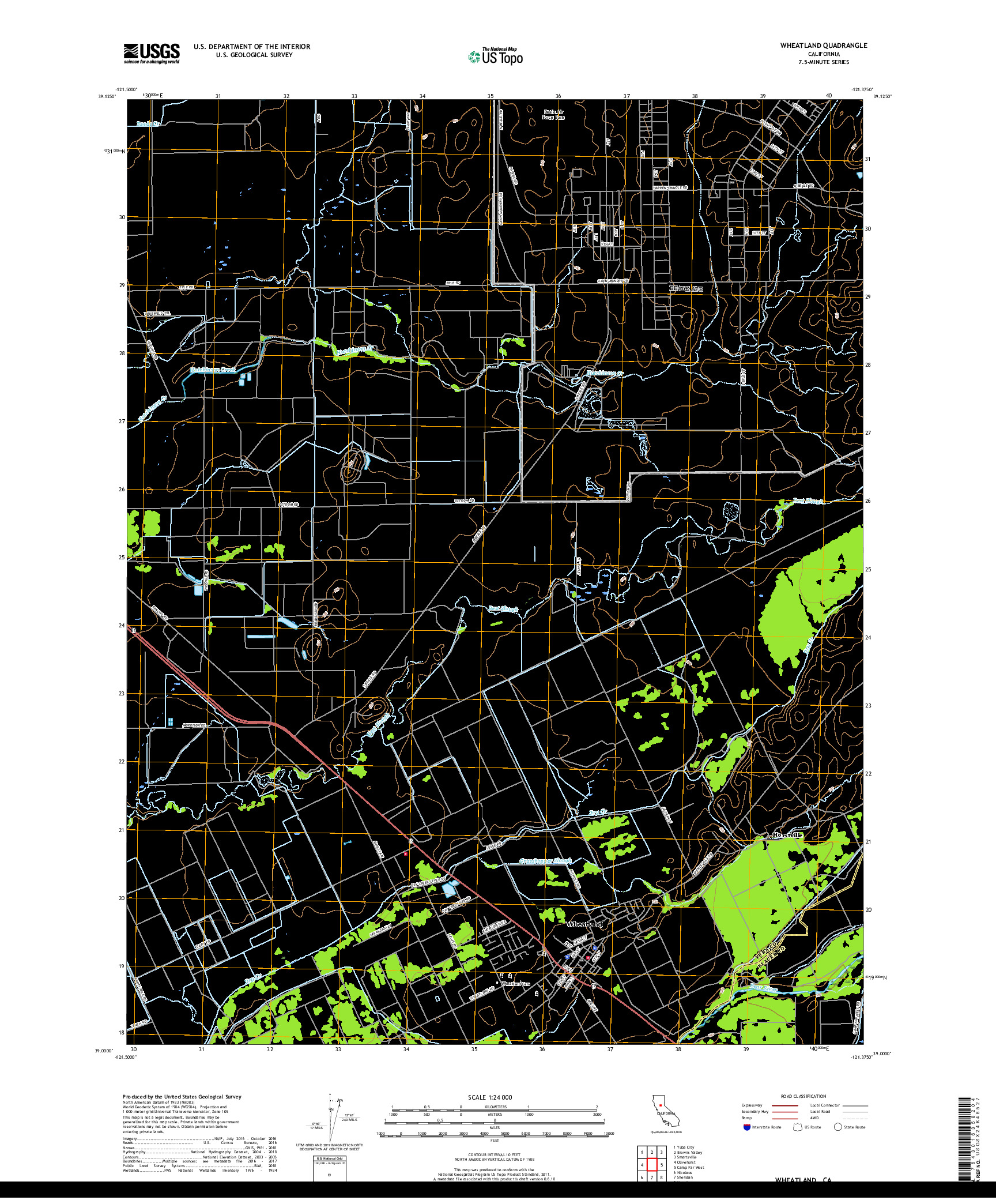 USGS US TOPO 7.5-MINUTE MAP FOR WHEATLAND, CA 2018