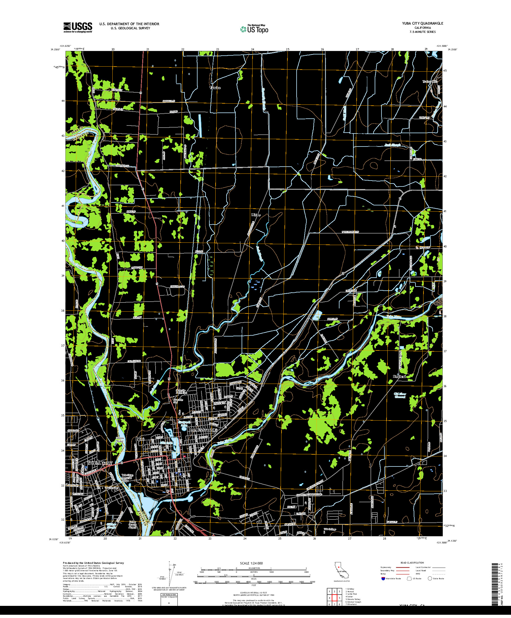 USGS US TOPO 7.5-MINUTE MAP FOR YUBA CITY, CA 2018