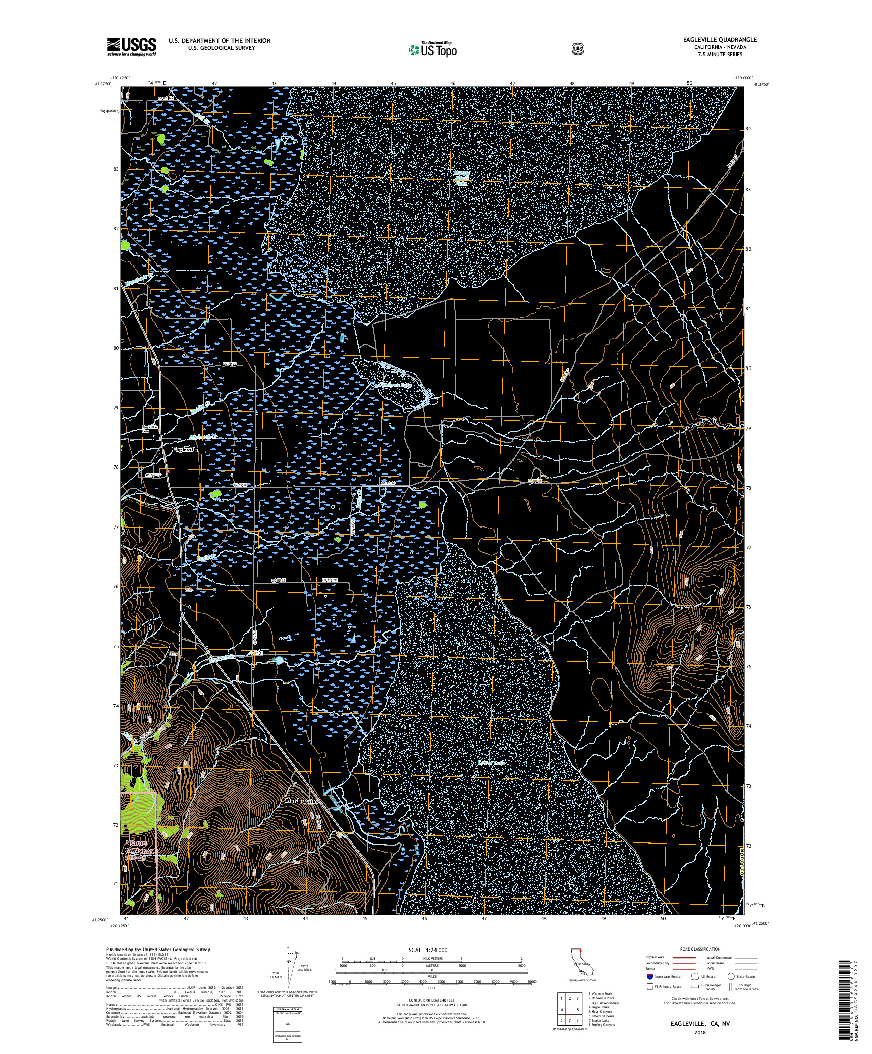 USGS US TOPO 7.5-MINUTE MAP FOR EAGLEVILLE, CA,NV 2018