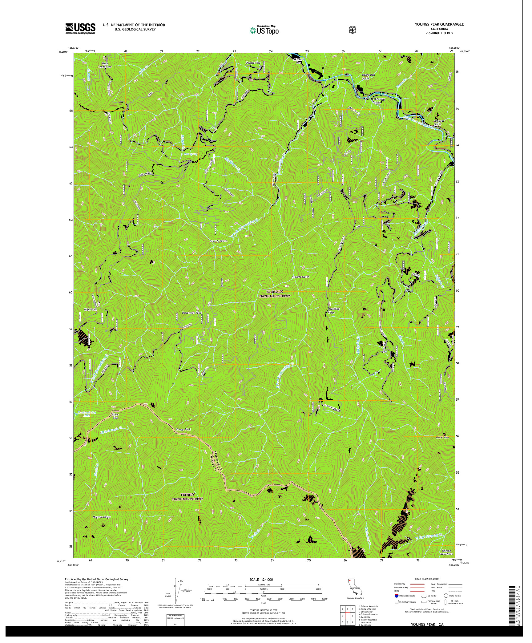 USGS US TOPO 7.5-MINUTE MAP FOR YOUNGS PEAK, CA 2018
