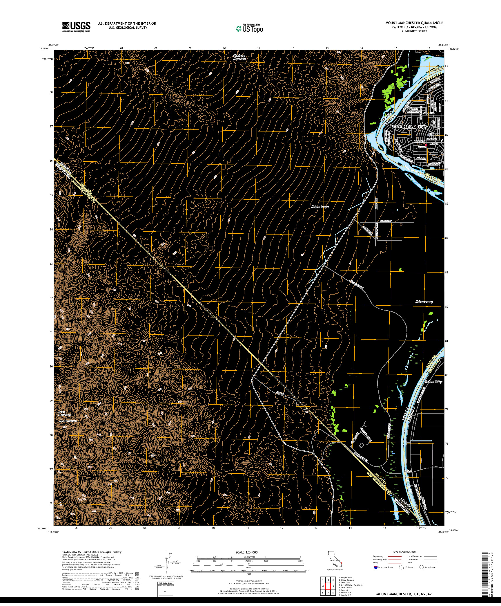 USGS US TOPO 7.5-MINUTE MAP FOR MOUNT MANCHESTER, CA,NV,AZ 2018