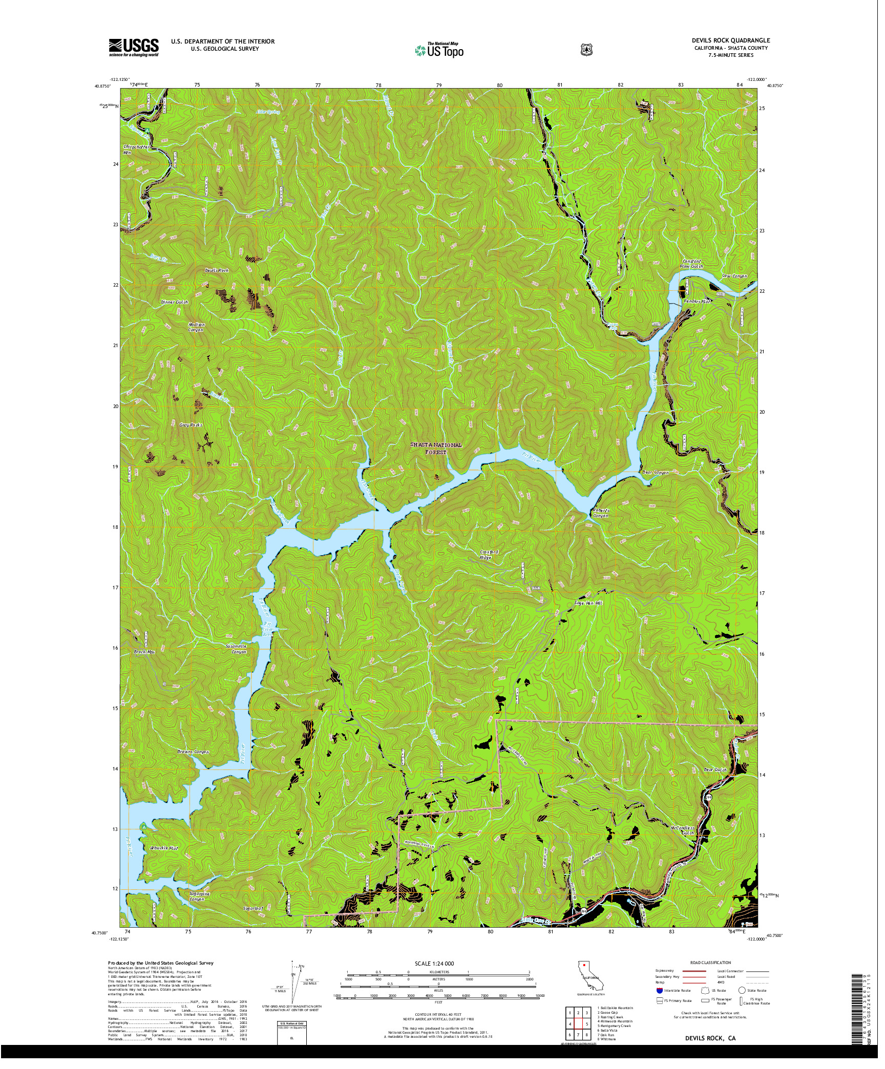 USGS US TOPO 7.5-MINUTE MAP FOR DEVILS ROCK, CA 2018