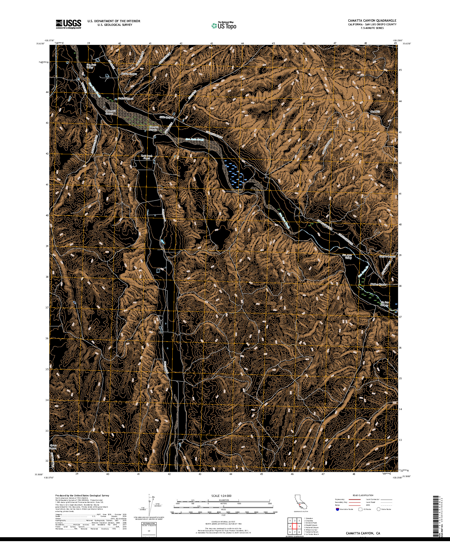 USGS US TOPO 7.5-MINUTE MAP FOR CAMATTA CANYON, CA 2018