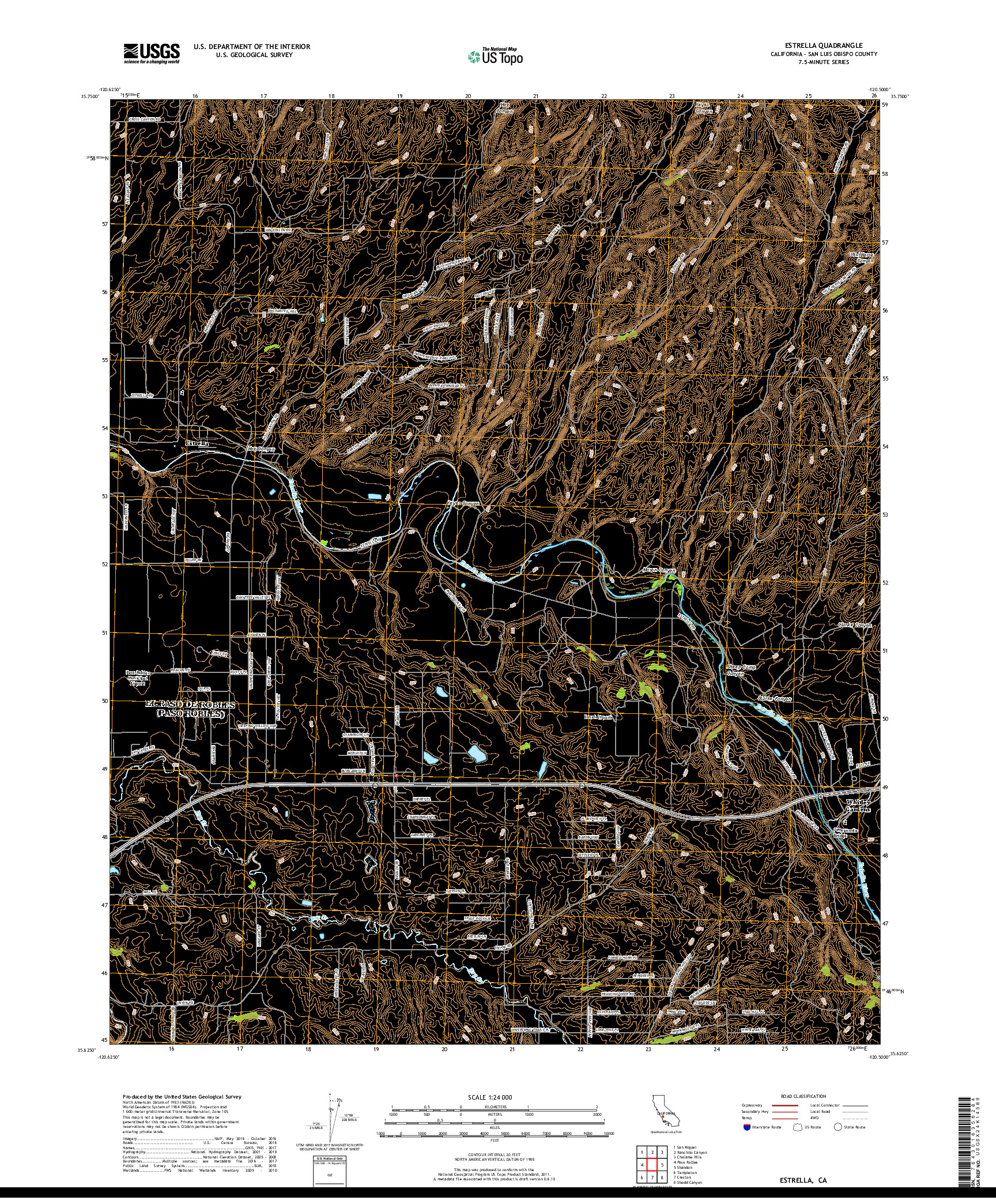 USGS US TOPO 7.5-MINUTE MAP FOR ESTRELLA, CA 2018
