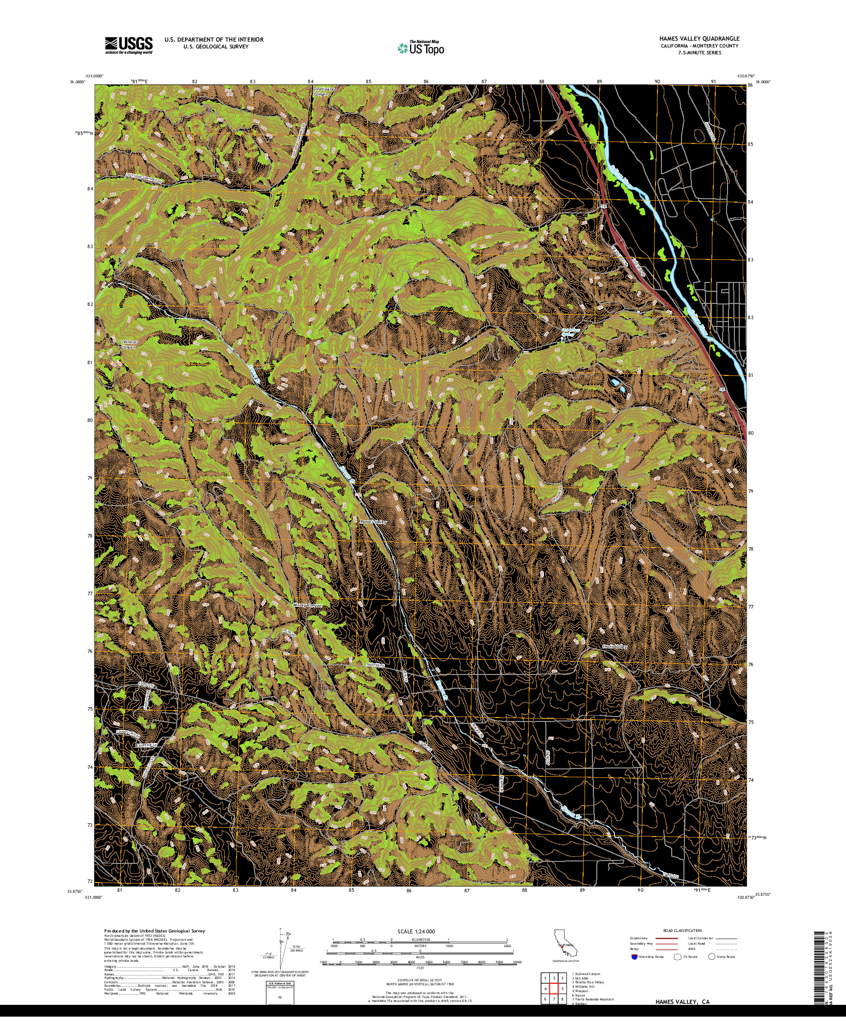 USGS US TOPO 7.5-MINUTE MAP FOR HAMES VALLEY, CA 2018