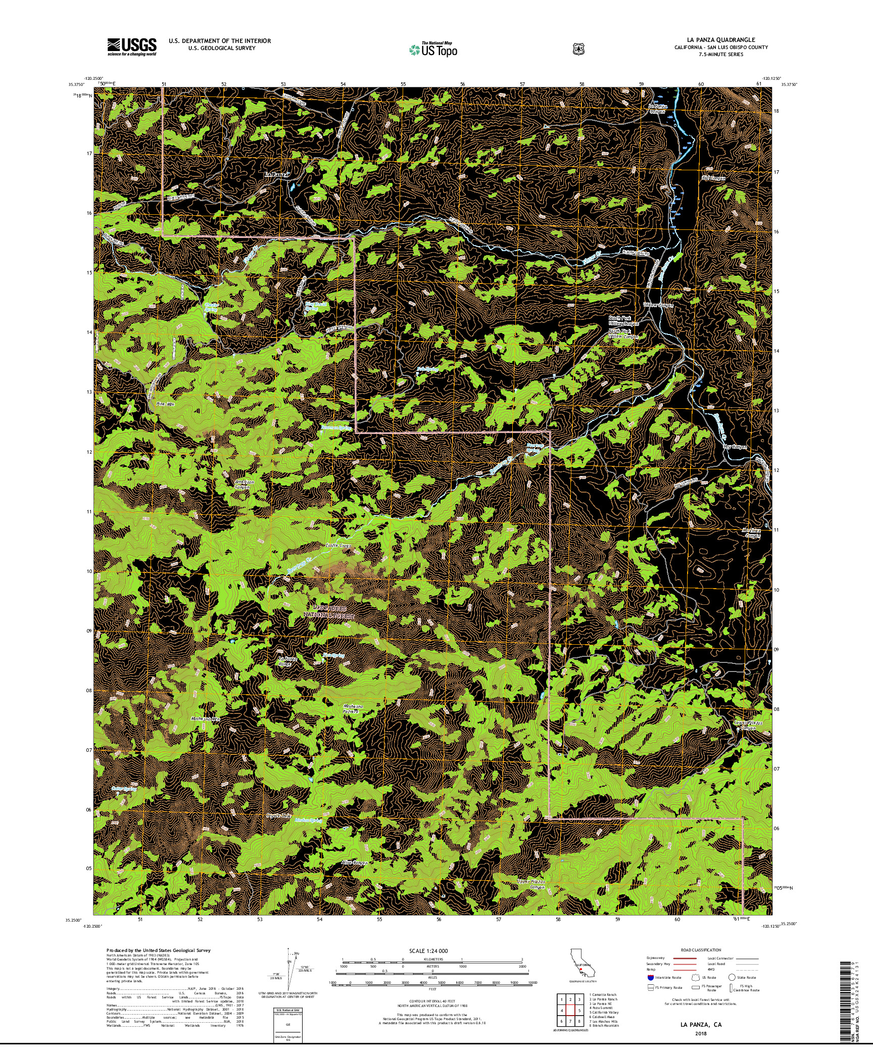 USGS US TOPO 7.5-MINUTE MAP FOR LA PANZA, CA 2018
