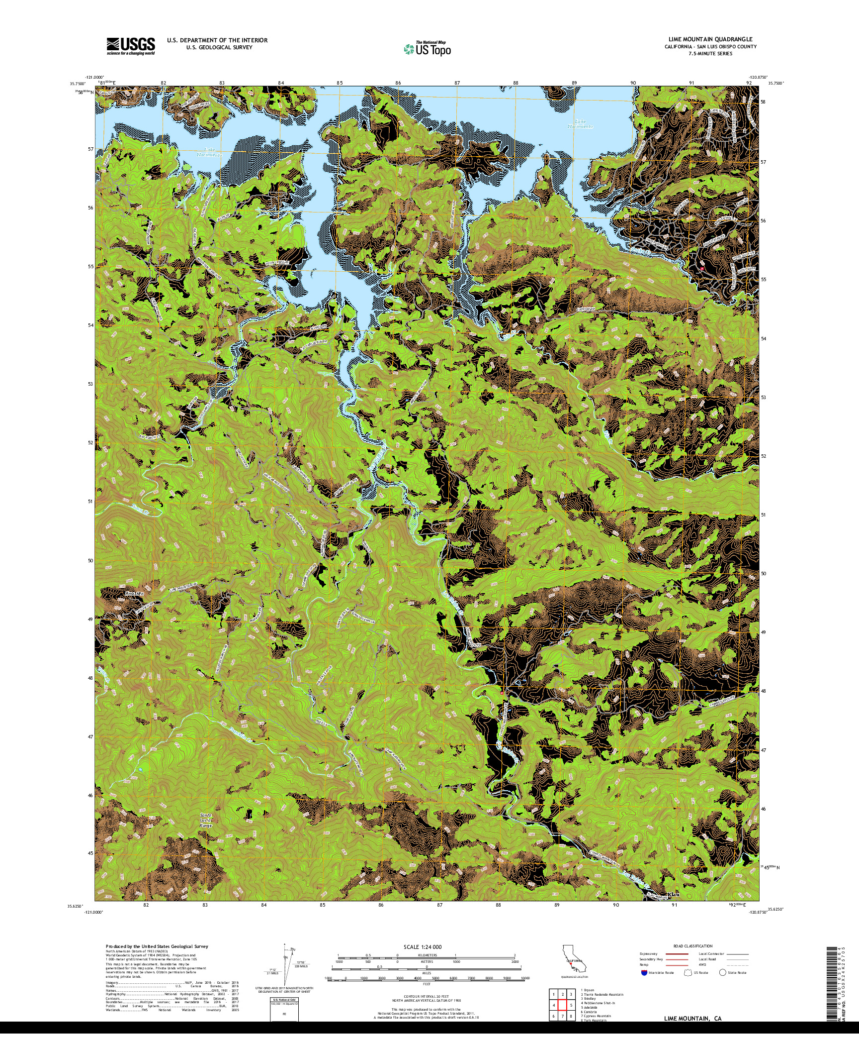 USGS US TOPO 7.5-MINUTE MAP FOR LIME MOUNTAIN, CA 2018