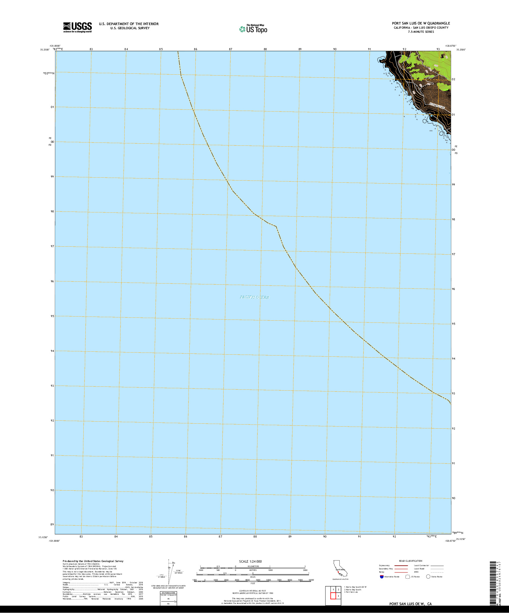 USGS US TOPO 7.5-MINUTE MAP FOR PORT SAN LUIS OE W, CA 2018