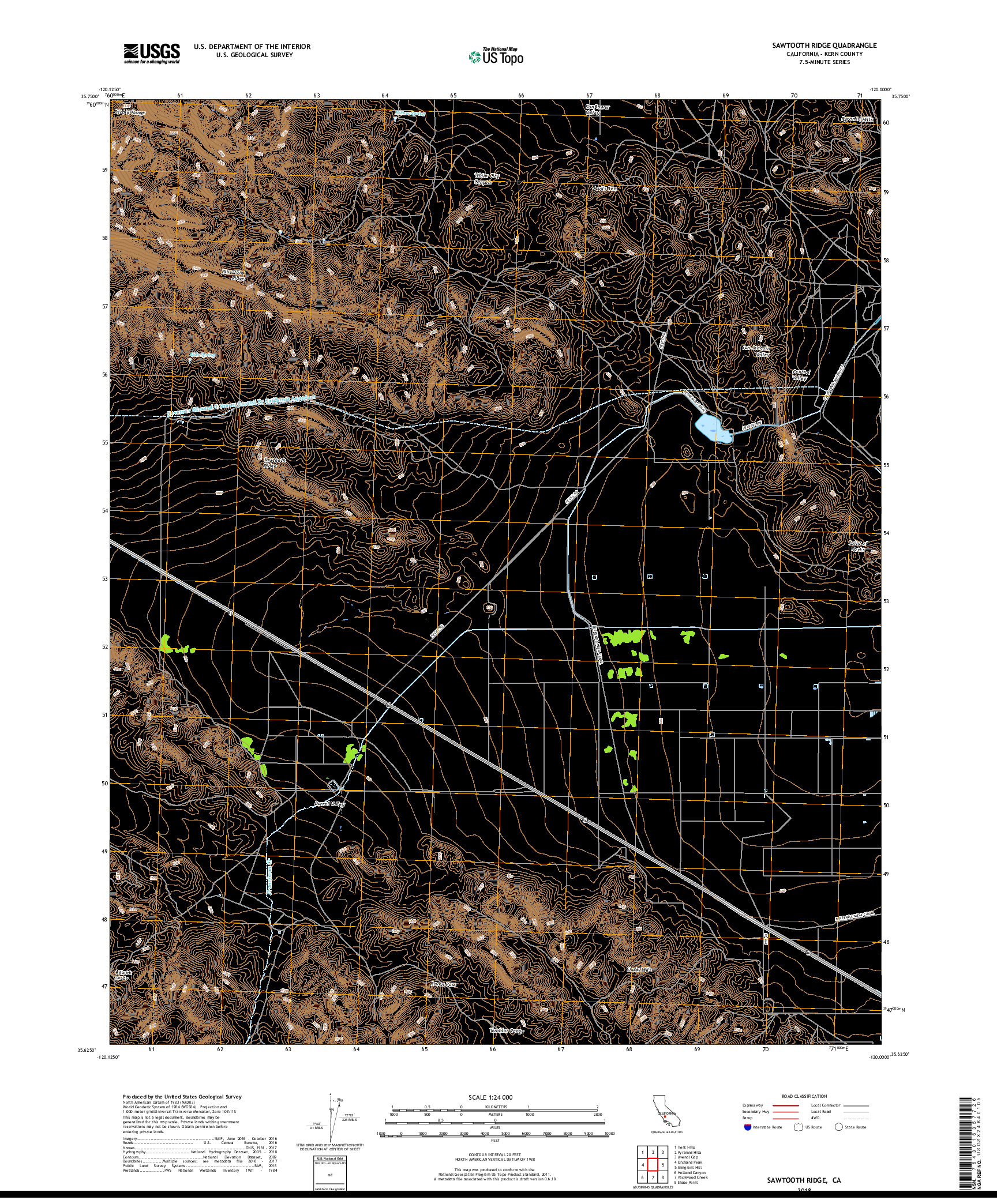 USGS US TOPO 7.5-MINUTE MAP FOR SAWTOOTH RIDGE, CA 2018