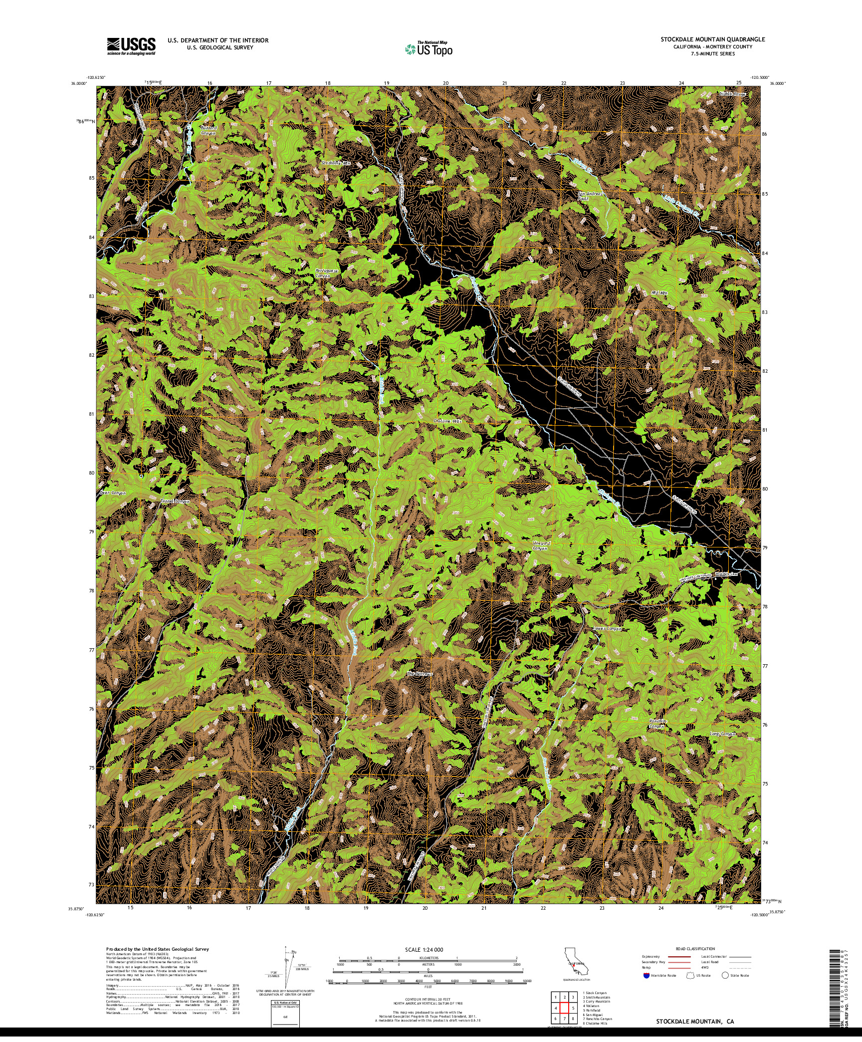 USGS US TOPO 7.5-MINUTE MAP FOR STOCKDALE MOUNTAIN, CA 2018