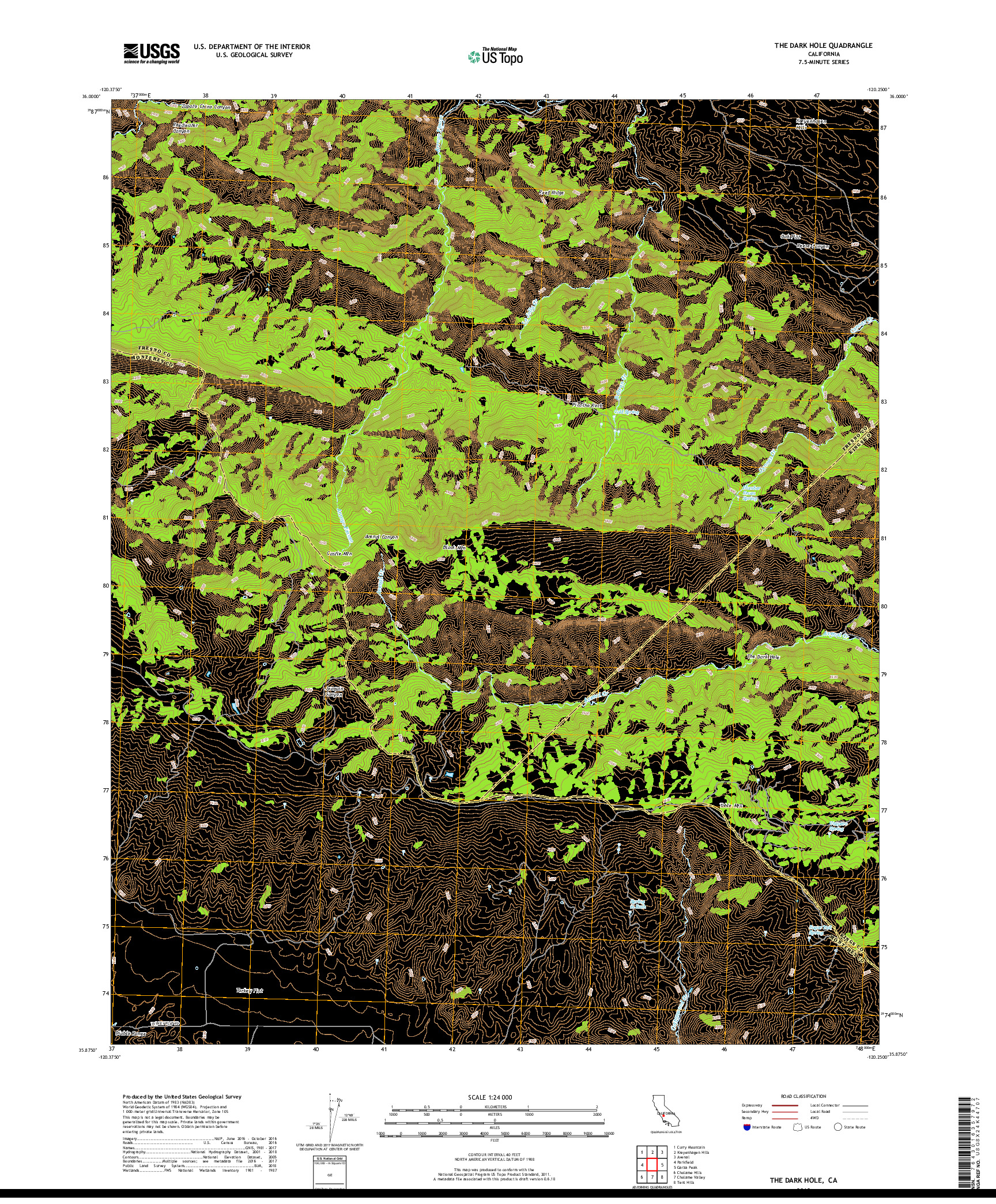 USGS US TOPO 7.5-MINUTE MAP FOR THE DARK HOLE, CA 2018