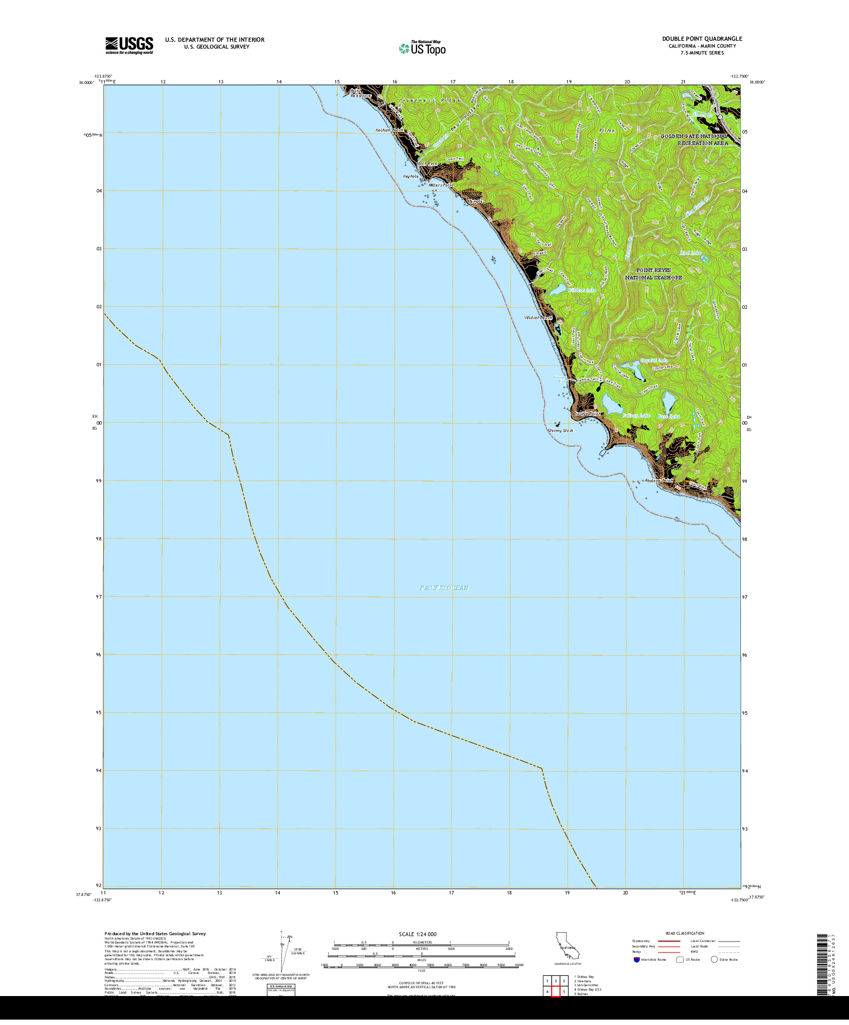 USGS US TOPO 7.5-MINUTE MAP FOR DOUBLE POINT, CA 2018
