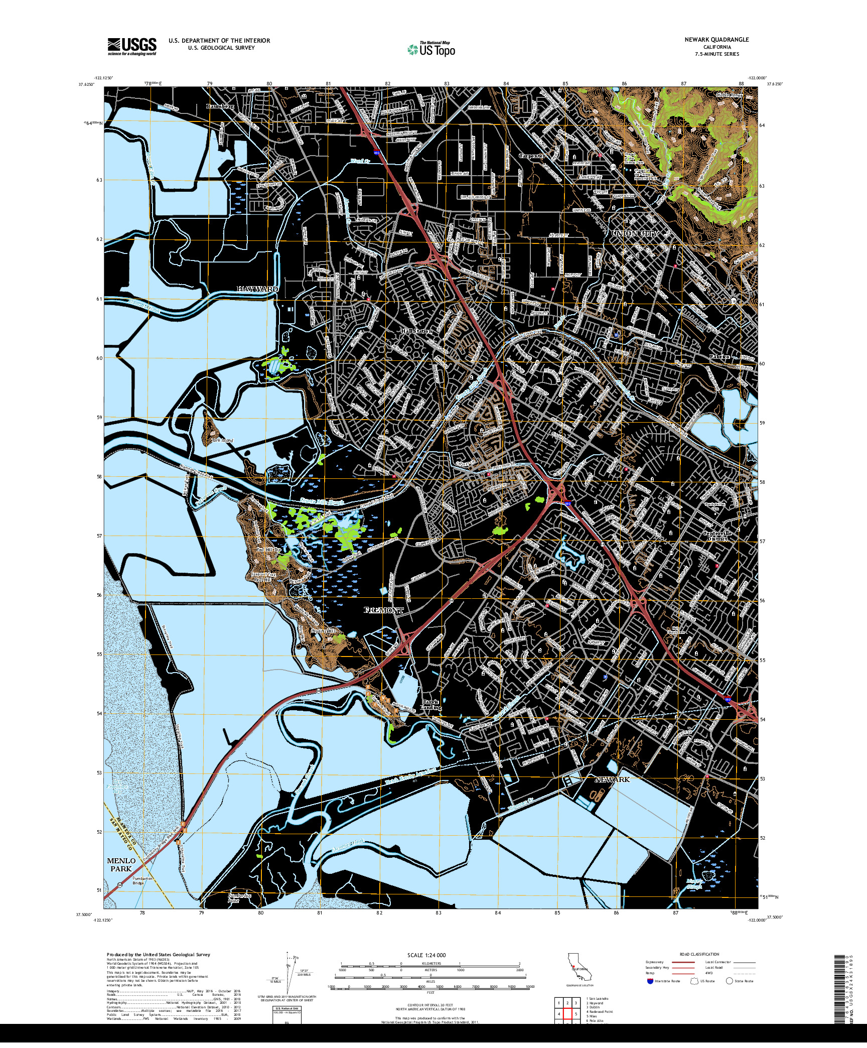 USGS US TOPO 7.5-MINUTE MAP FOR NEWARK, CA 2018