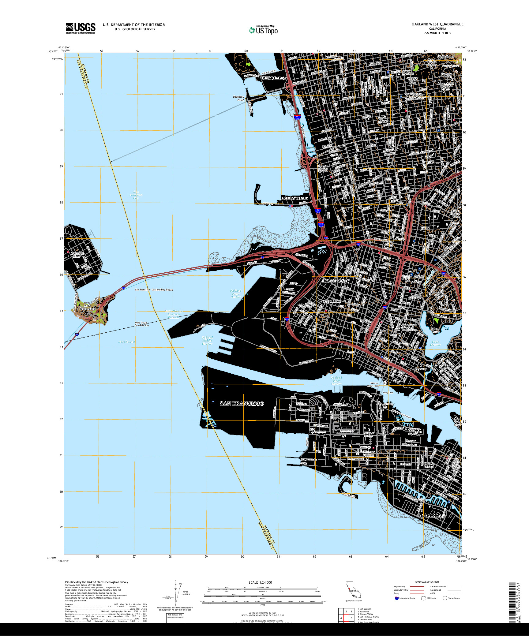 USGS US TOPO 7.5-MINUTE MAP FOR OAKLAND WEST, CA 2018