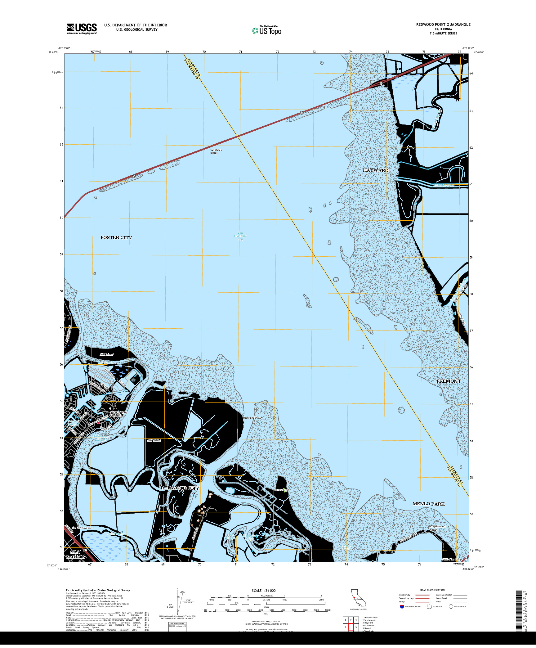 USGS US TOPO 7.5-MINUTE MAP FOR REDWOOD POINT, CA 2018