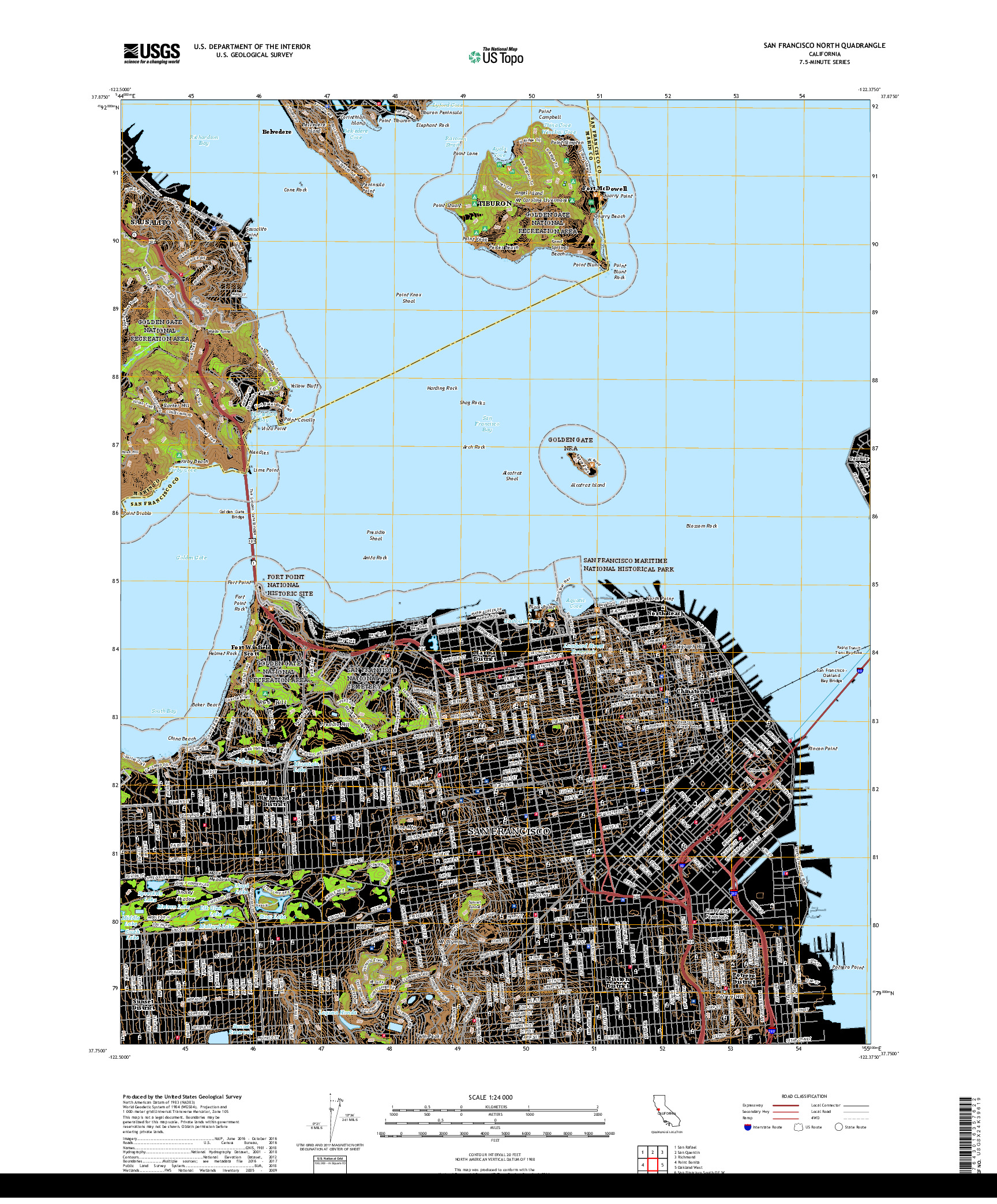 USGS US TOPO 7.5-MINUTE MAP FOR SAN FRANCISCO NORTH, CA 2018