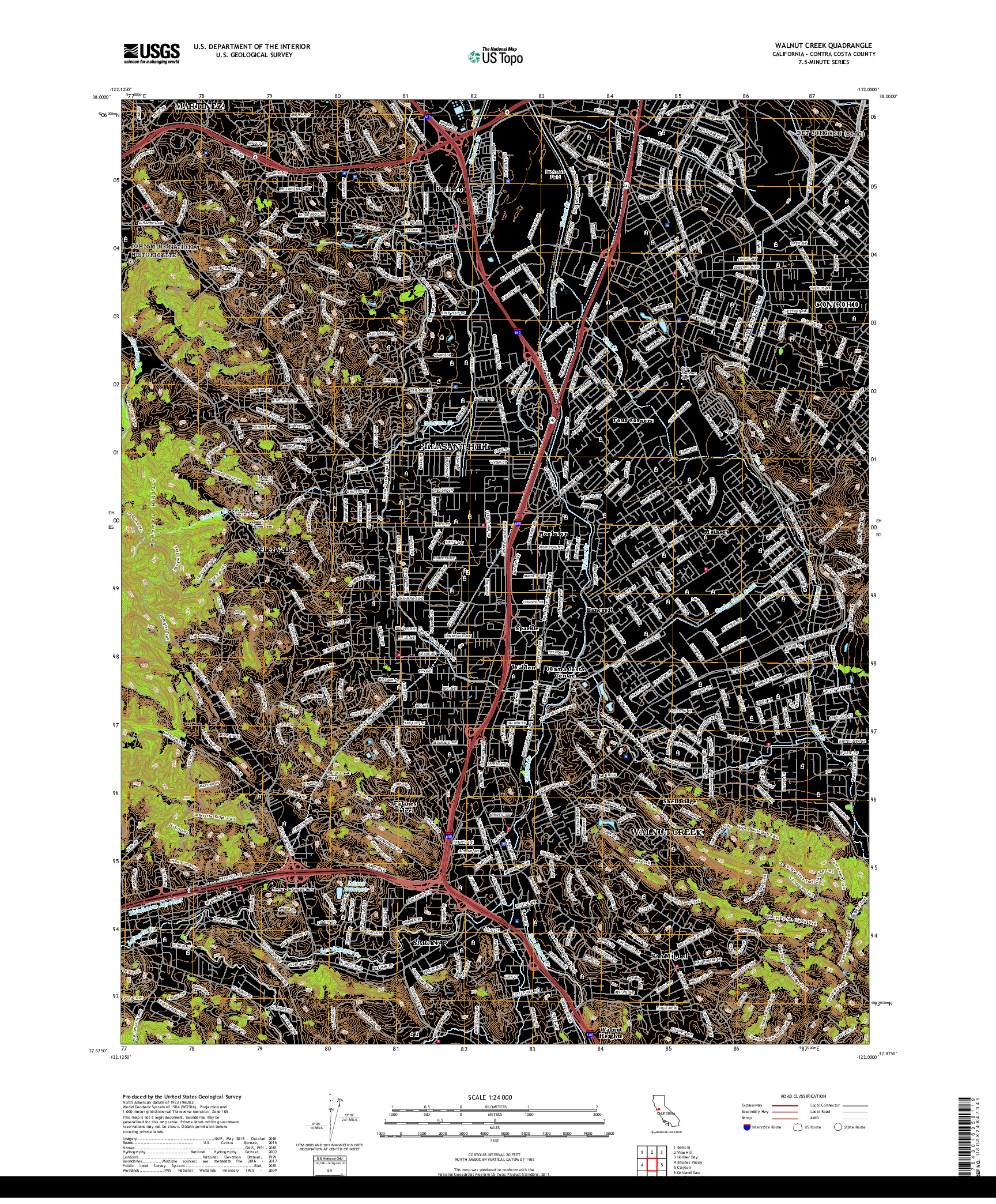 USGS US TOPO 7.5-MINUTE MAP FOR WALNUT CREEK, CA 2018