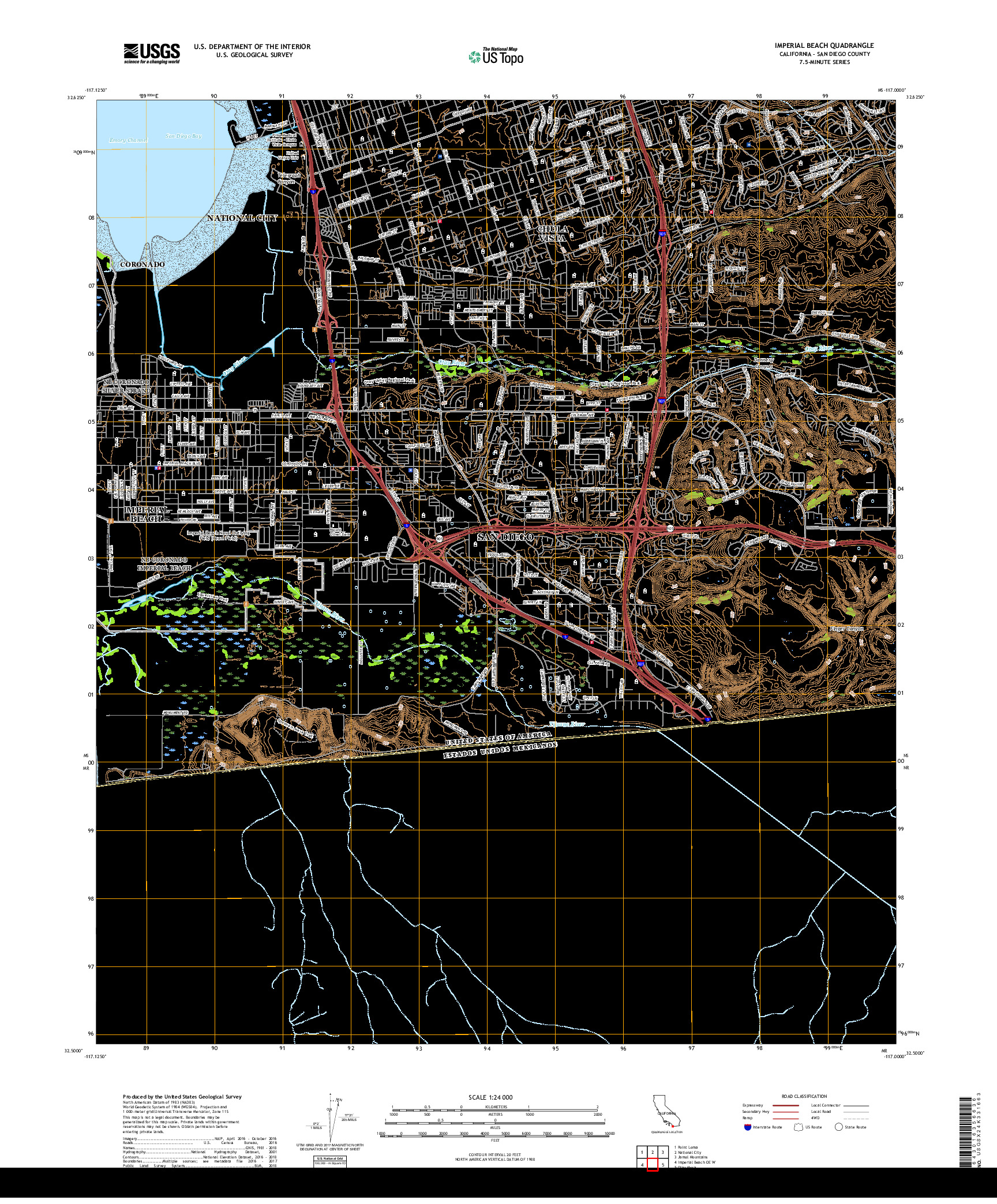 USGS US TOPO 7.5-MINUTE MAP FOR IMPERIAL BEACH, CA,BCN 2018