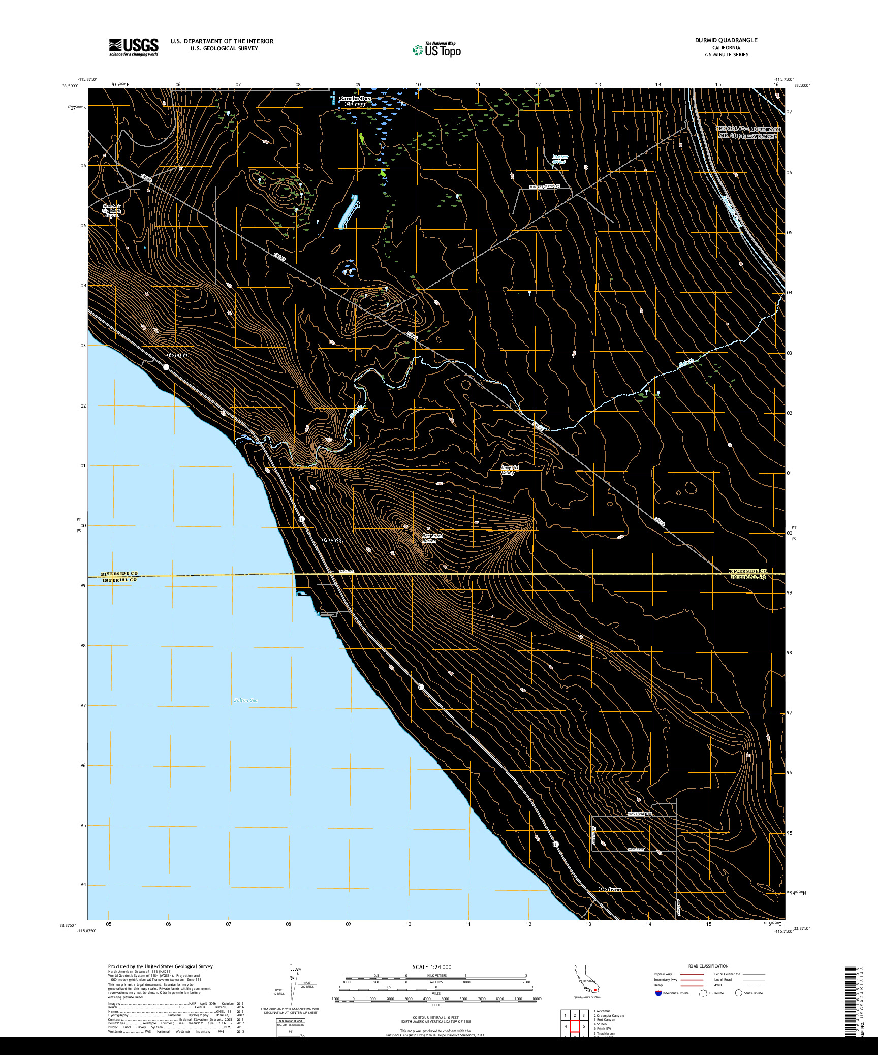 USGS US TOPO 7.5-MINUTE MAP FOR DURMID, CA 2018