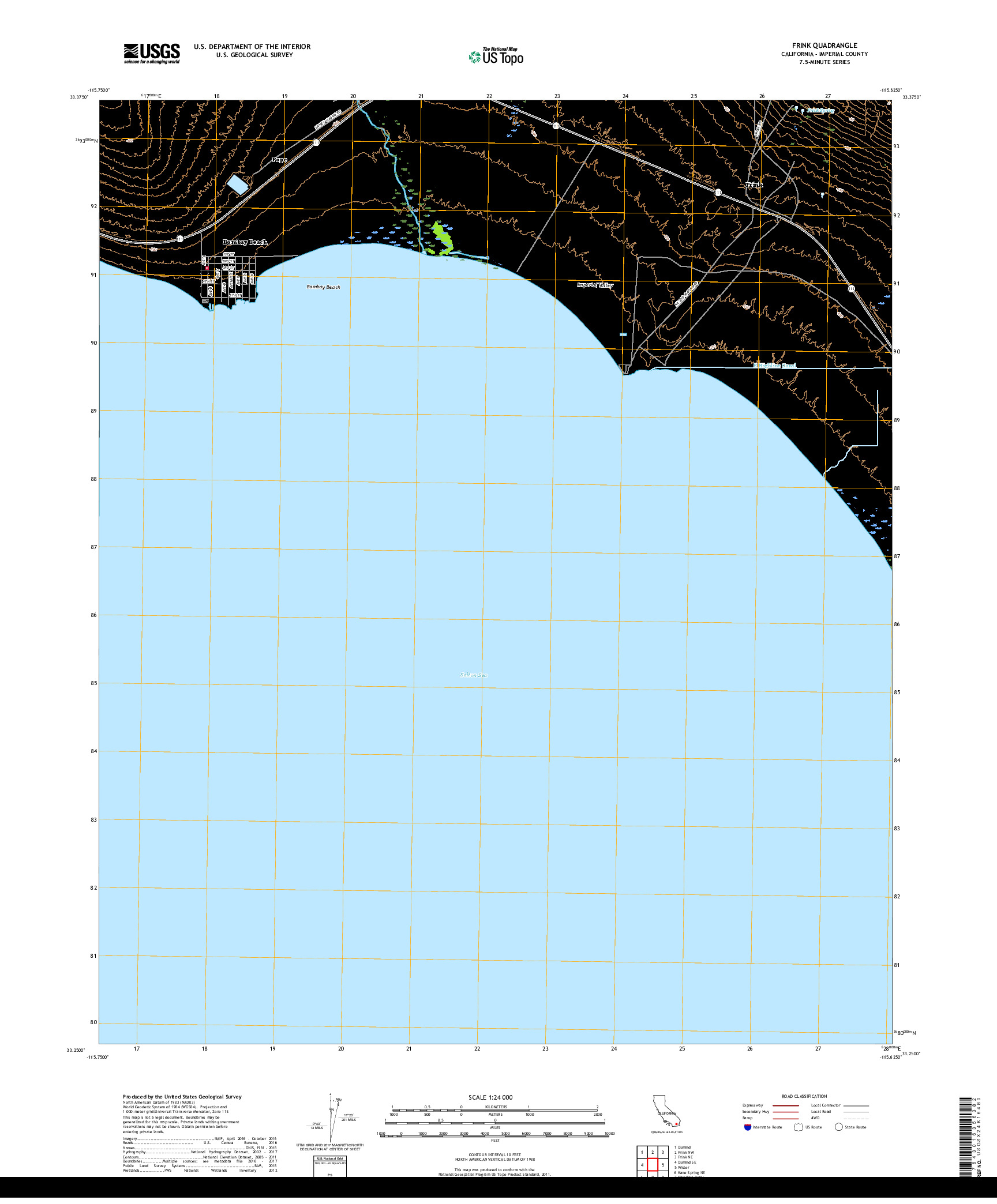 USGS US TOPO 7.5-MINUTE MAP FOR FRINK, CA 2018