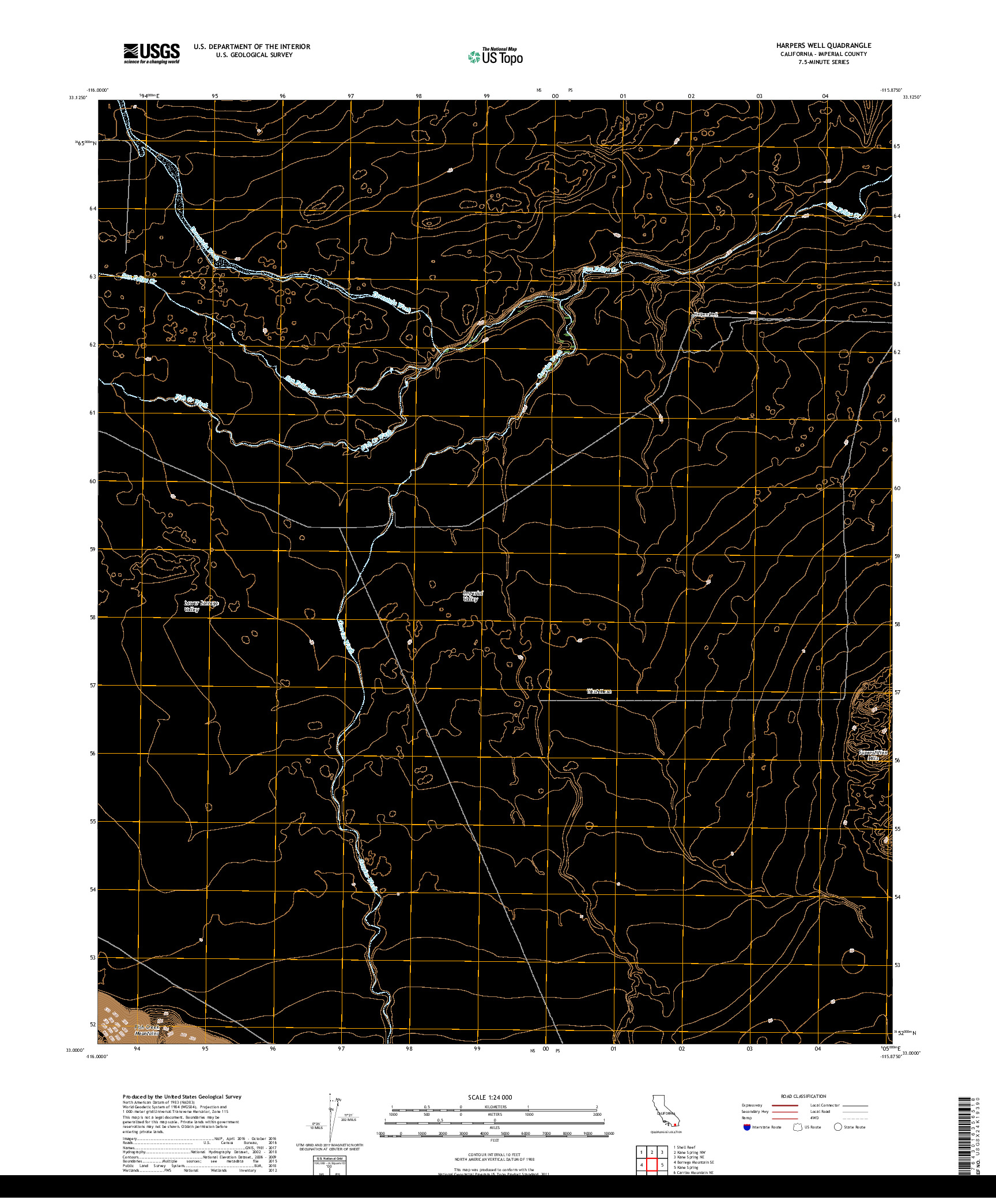 USGS US TOPO 7.5-MINUTE MAP FOR HARPERS WELL, CA 2018