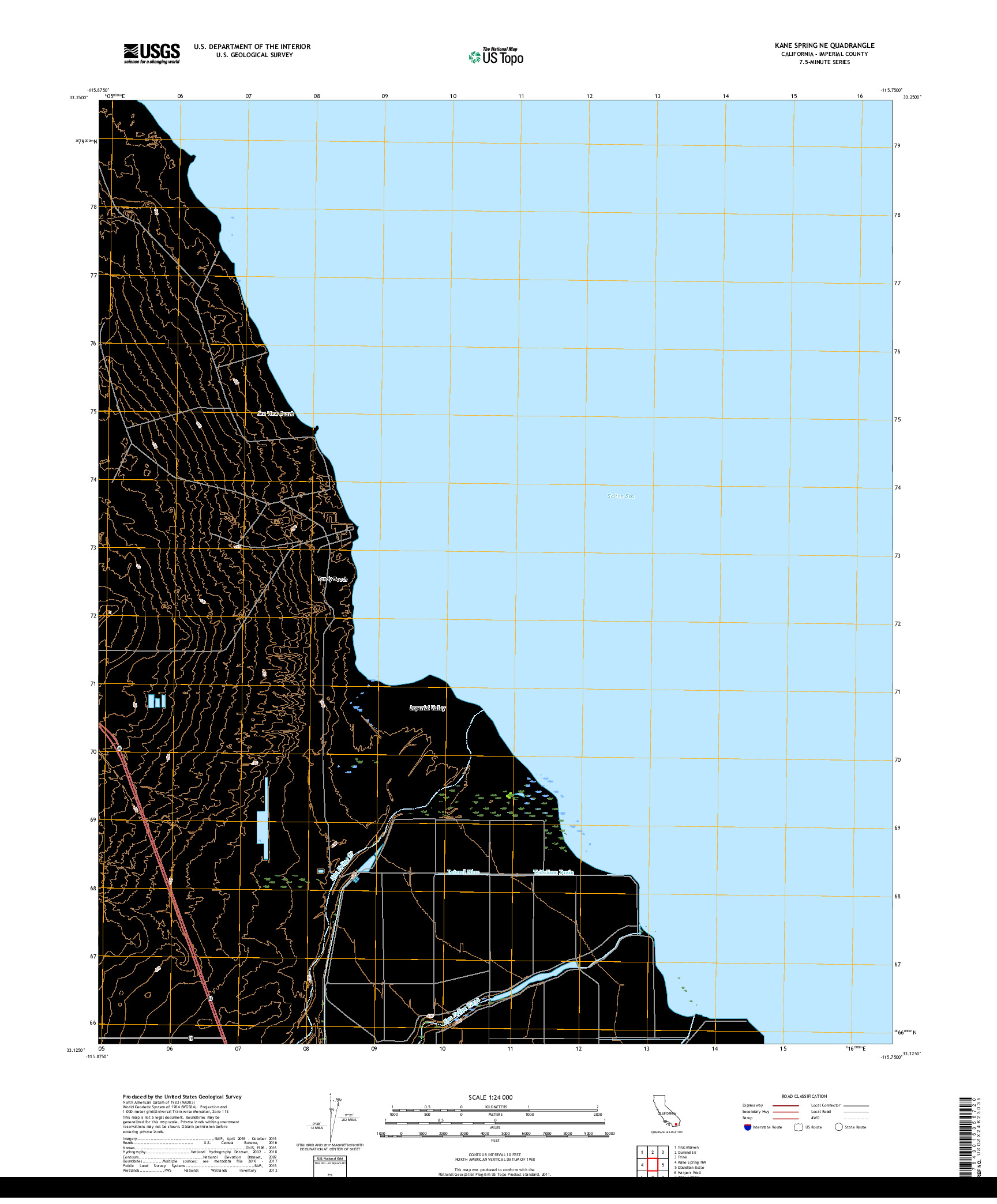 USGS US TOPO 7.5-MINUTE MAP FOR KANE SPRING NE, CA 2018