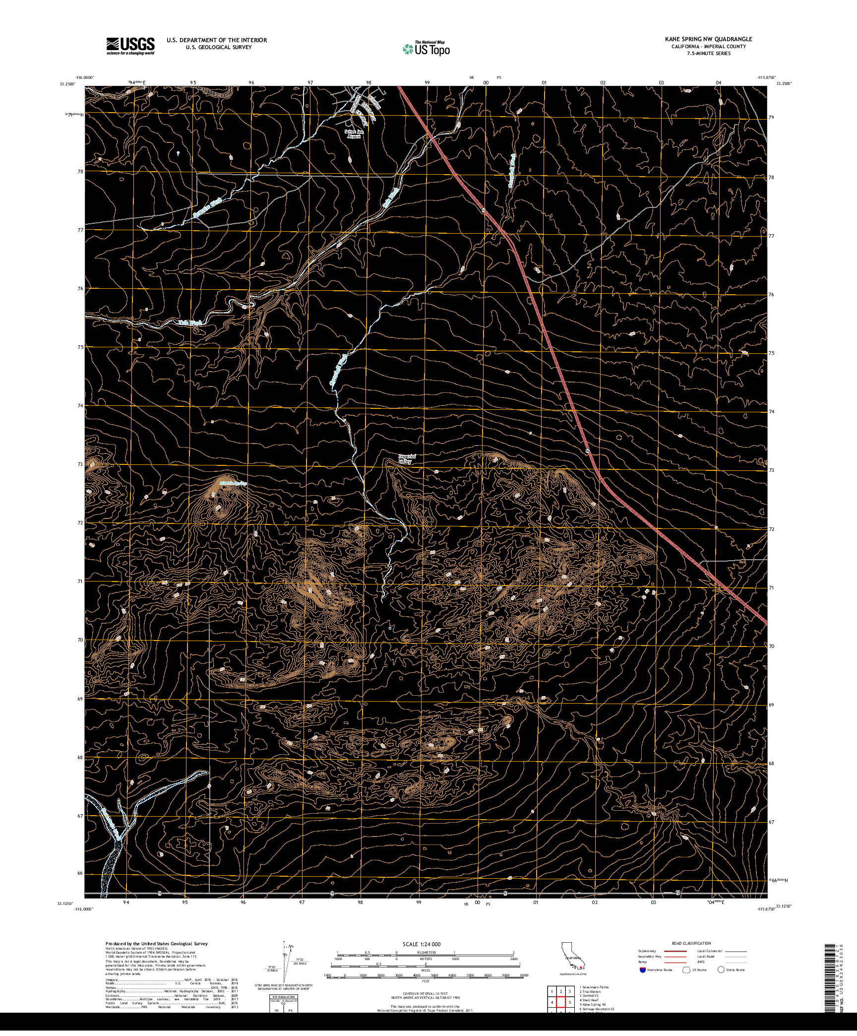 USGS US TOPO 7.5-MINUTE MAP FOR KANE SPRING NW, CA 2018