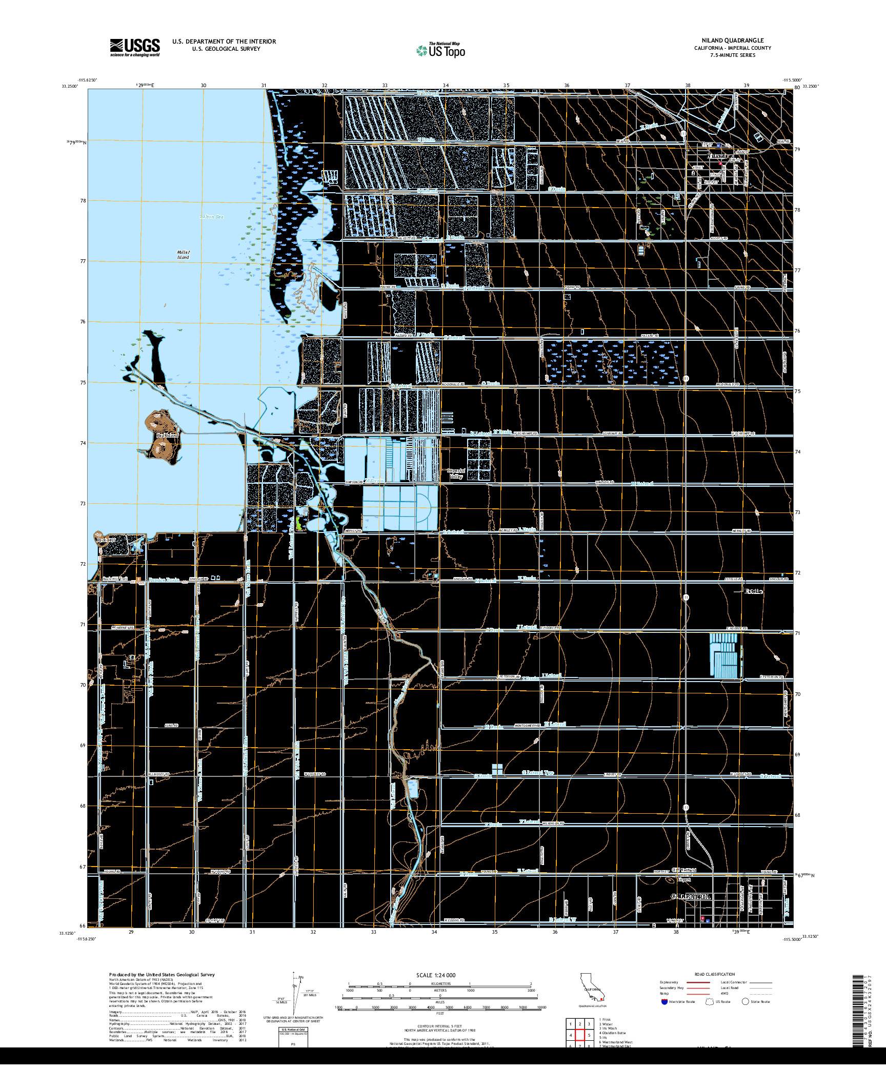 USGS US TOPO 7.5-MINUTE MAP FOR NILAND, CA 2018