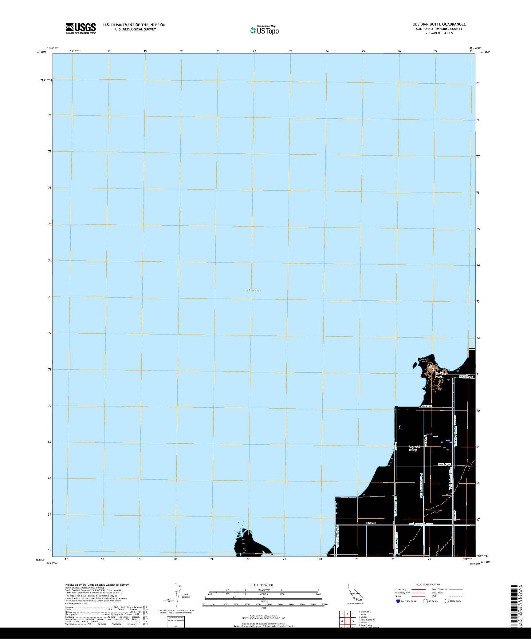 USGS US TOPO 7.5-MINUTE MAP FOR OBSIDIAN BUTTE, CA 2018