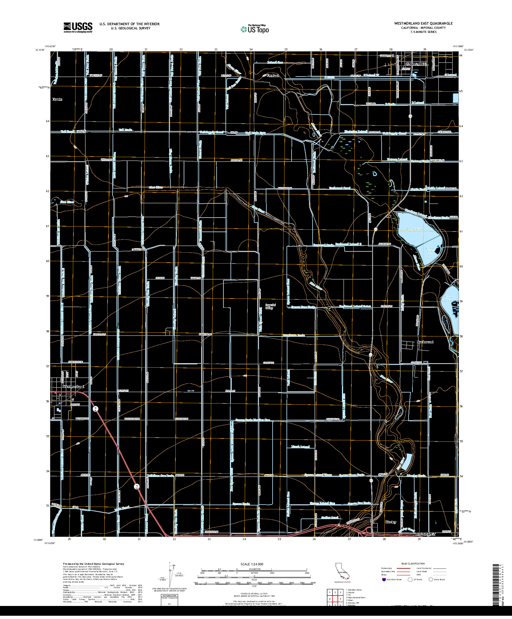 USGS US TOPO 7.5-MINUTE MAP FOR WESTMORLAND EAST, CA 2018